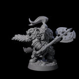 Grizzled Axe Fighter Miniature for Dungeons and Dragons, Pathfinder or other TTRPGs