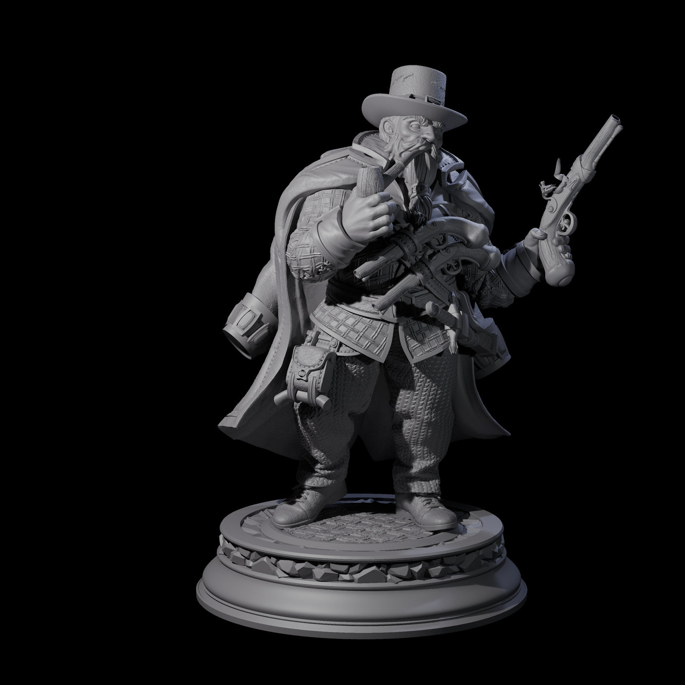 Grizzled Dwarf Gunslinger Miniature for Dungeons and Dragons, Pathfinder or other TTRPGs