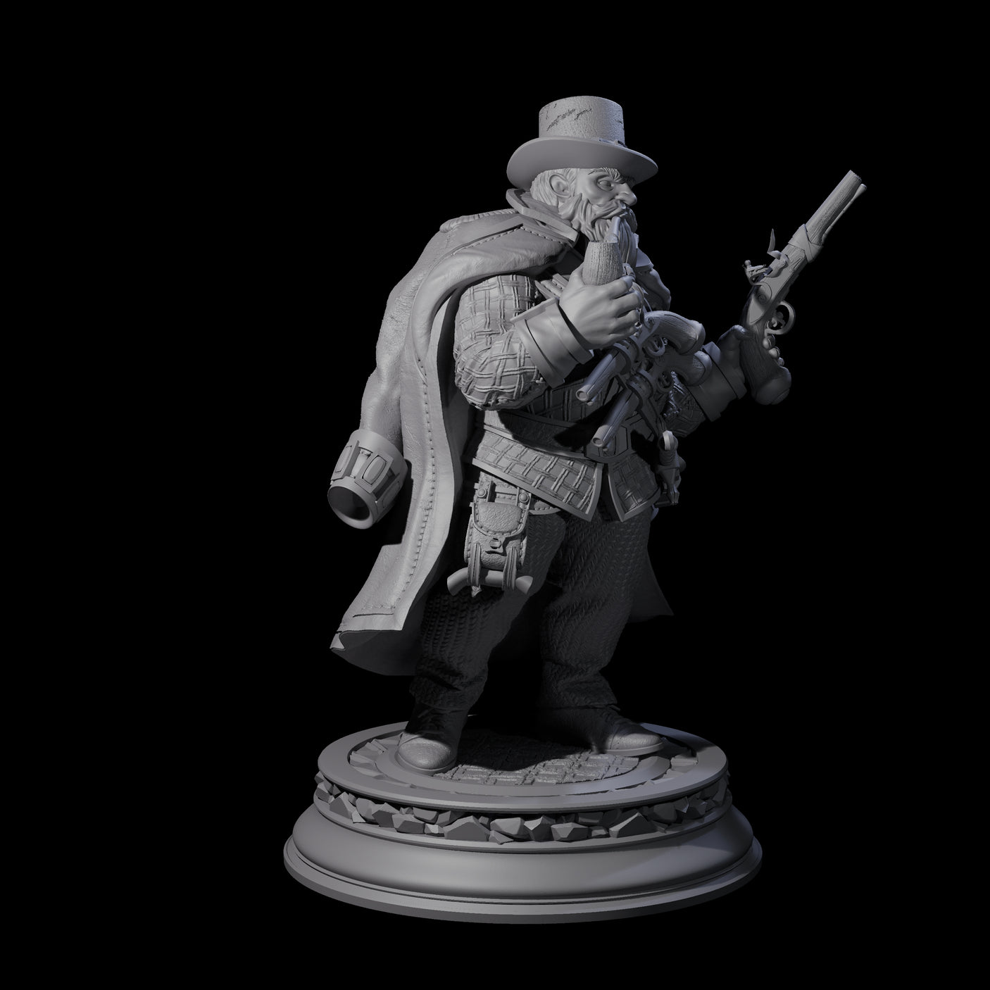 Grizzled Dwarf Gunslinger Miniature for Dungeons and Dragons, Pathfinder or other TTRPGs