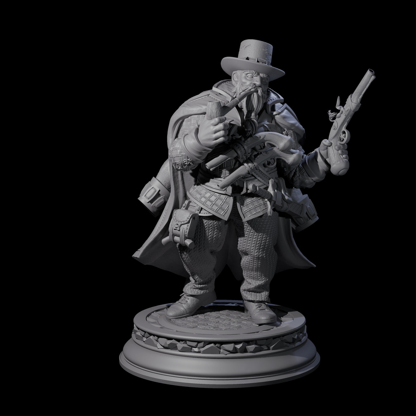 Grizzled Dwarf Gunslinger Miniature for Dungeons and Dragons, Pathfinder or other TTRPGs