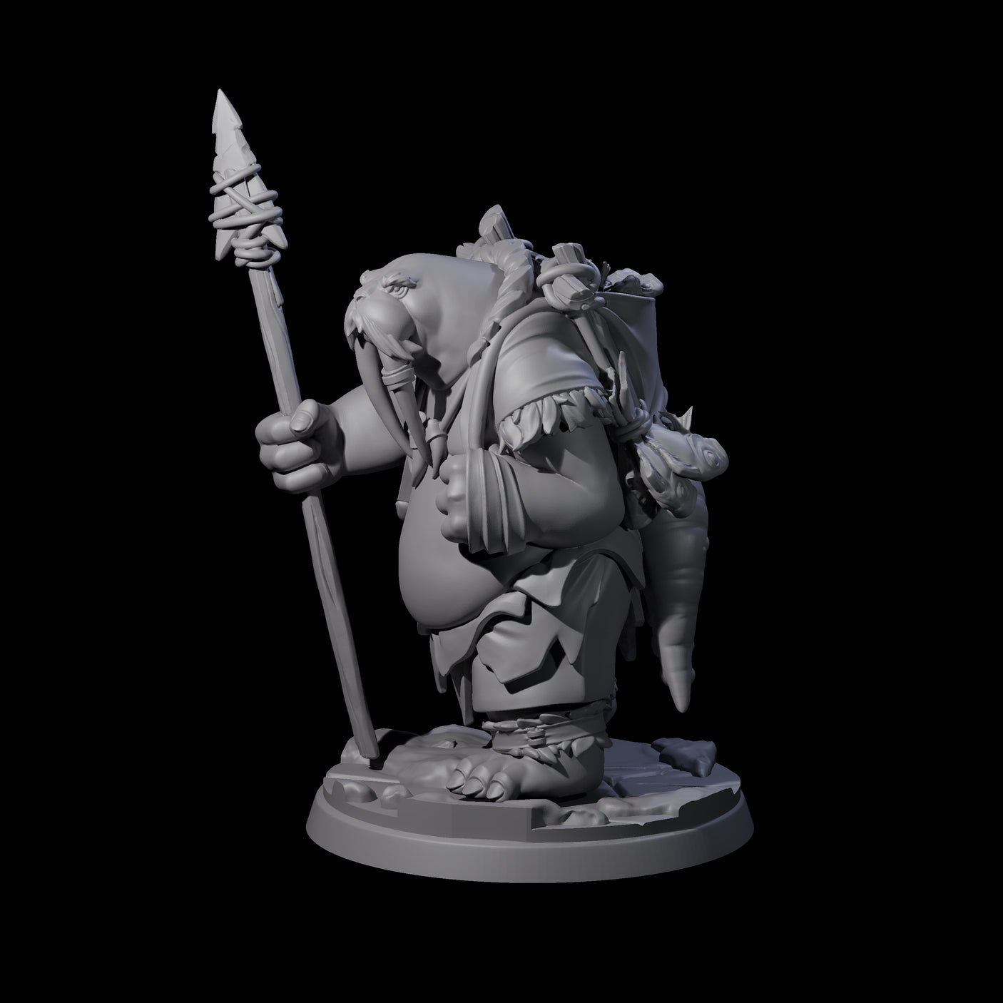 Grizzled Walrus Hunter Miniature for Dungeons and Dragons, Pathfinder or other TTRPGs