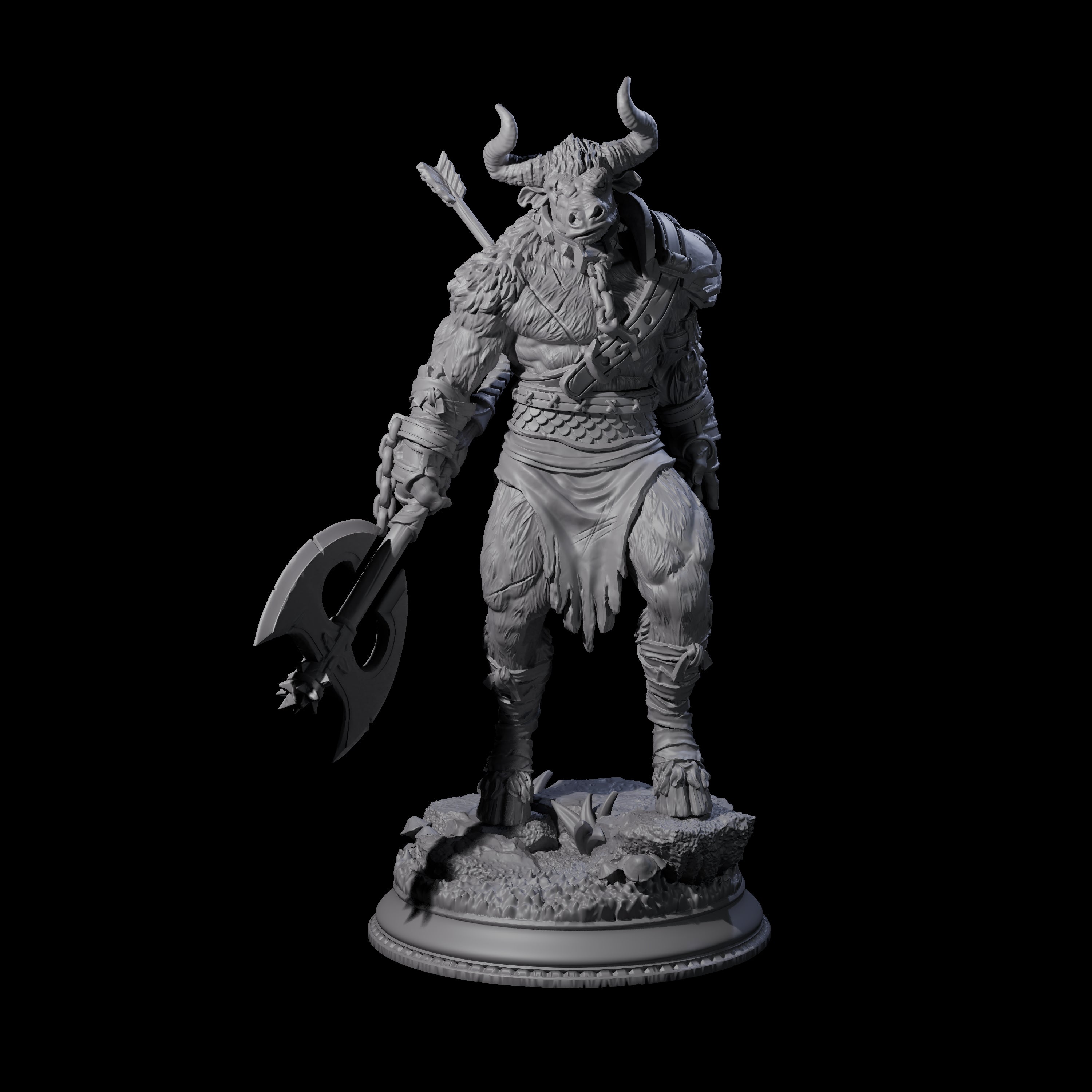 Grizzly Minotaur Warrior A Miniature for Dungeons and Dragons, Pathfinder or other TTRPGs