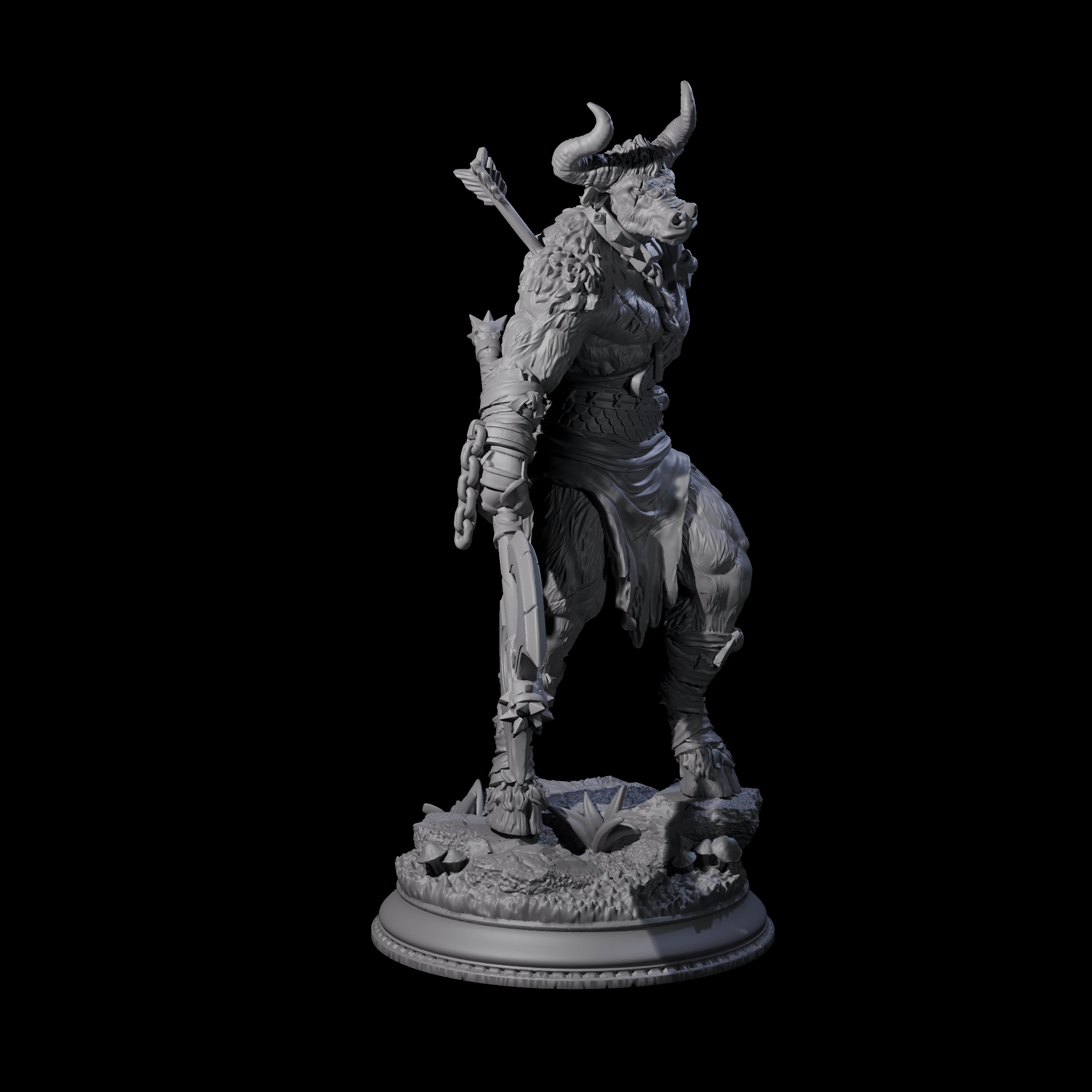 Grizzly Minotaur Warrior A Miniature for Dungeons and Dragons, Pathfinder or other TTRPGs