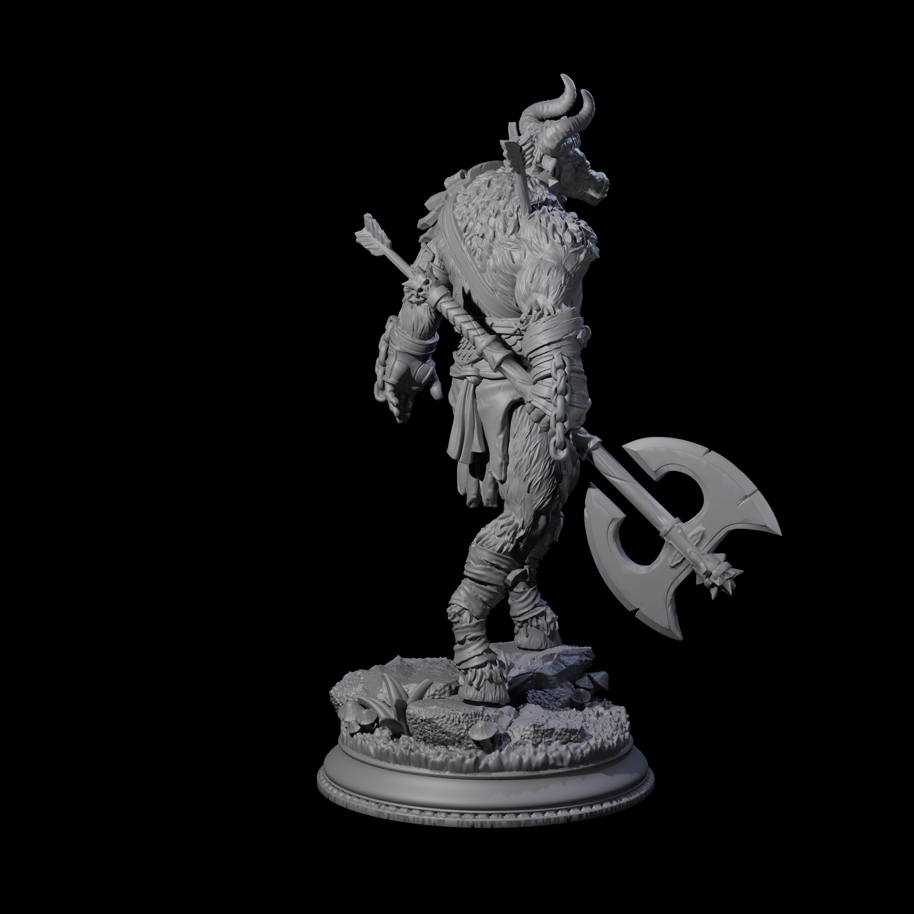 Grizzly Minotaur Warrior A Miniature for Dungeons and Dragons, Pathfinder or other TTRPGs