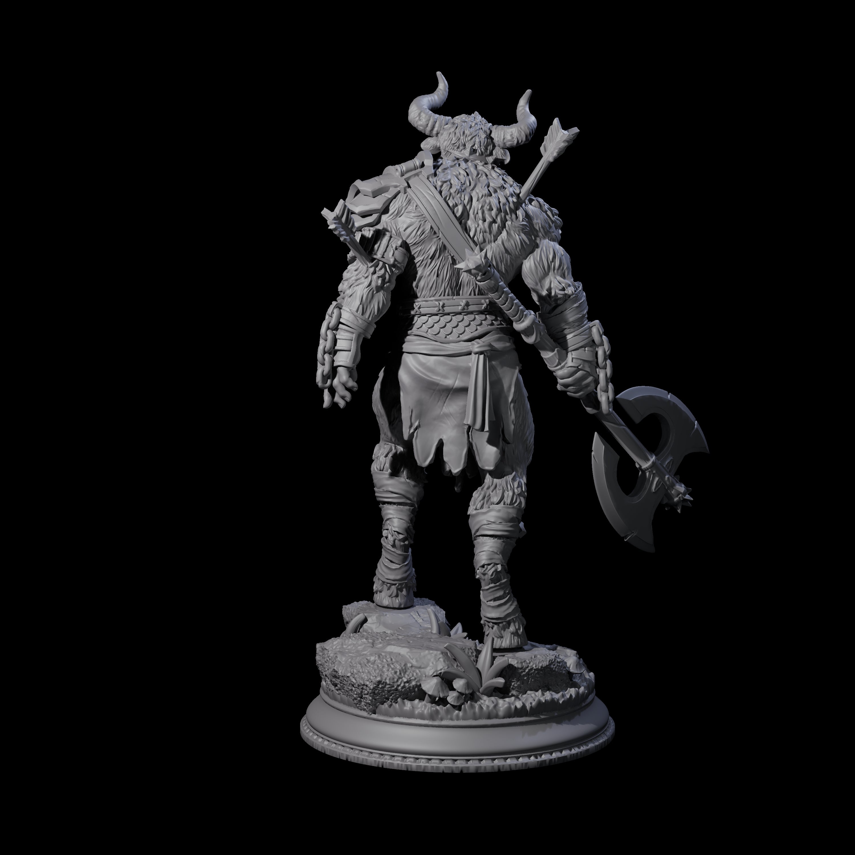 Grizzly Minotaur Warrior A Miniature for Dungeons and Dragons, Pathfinder or other TTRPGs