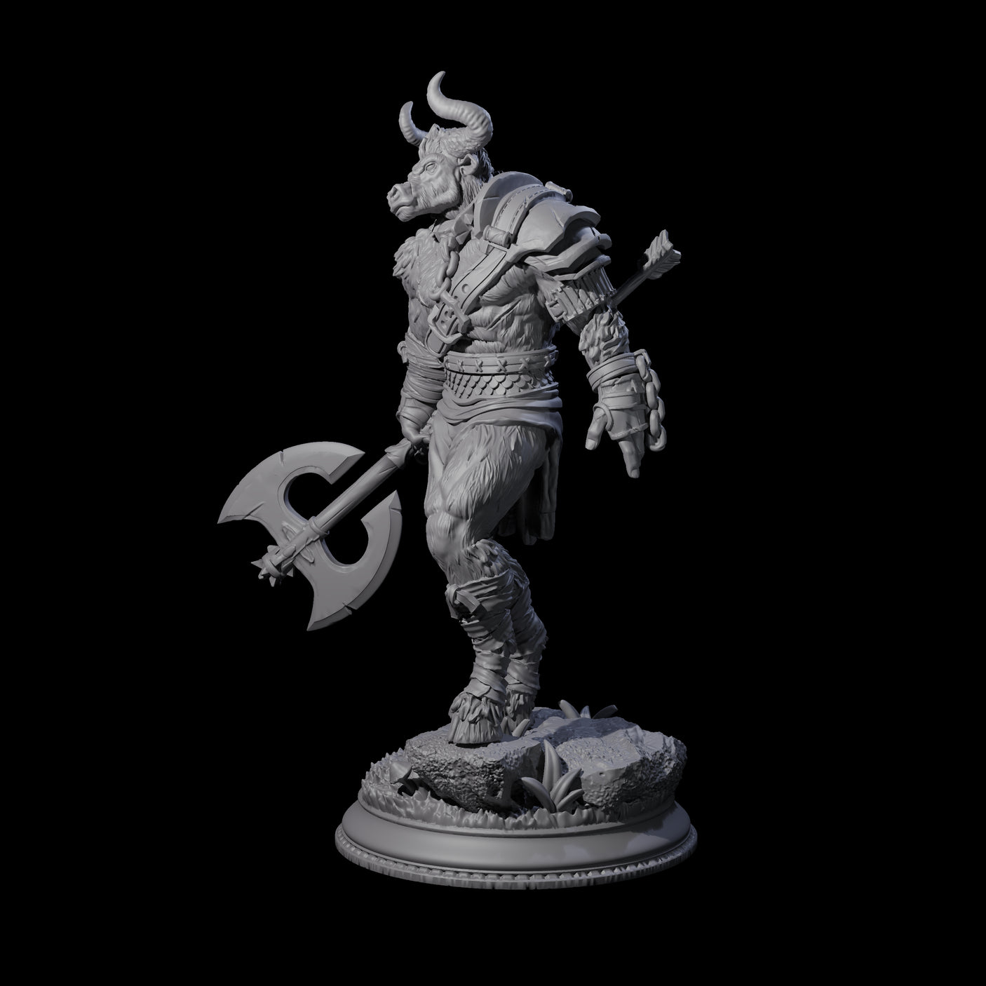 Grizzly Minotaur Warrior A Miniature for Dungeons and Dragons, Pathfinder or other TTRPGs