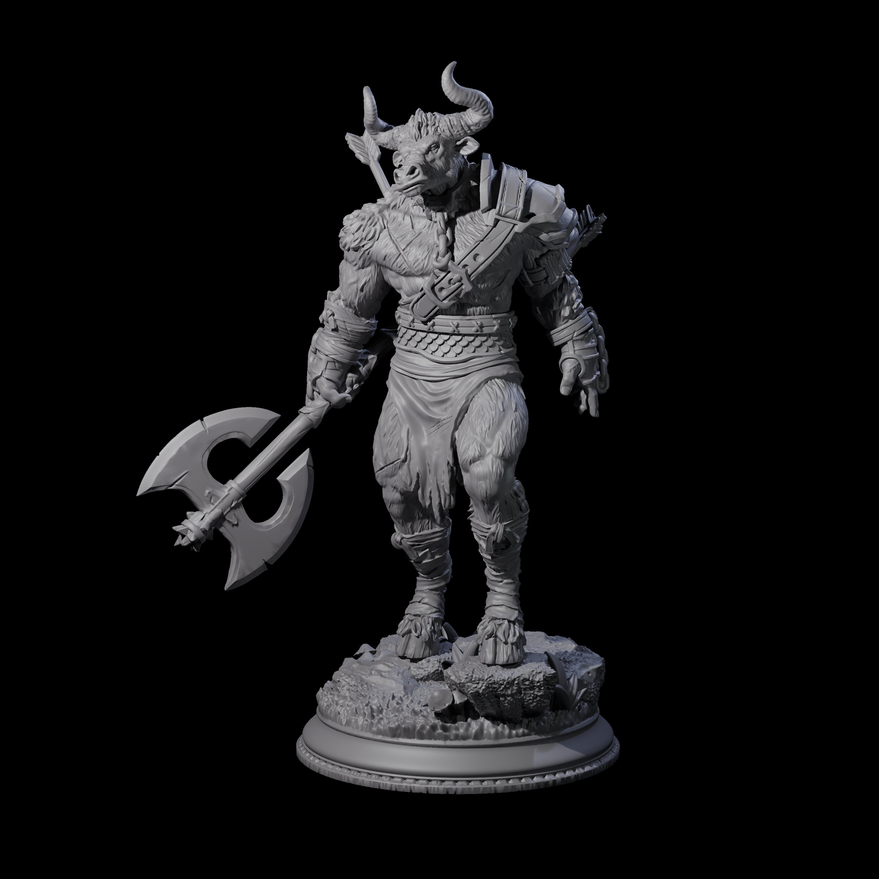 Grizzly Minotaur Warrior A Miniature for Dungeons and Dragons, Pathfinder or other TTRPGs