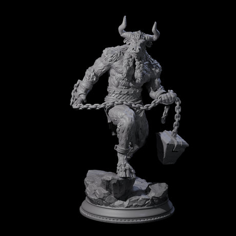 Grizzly Minotaur Warrior B Miniature for Dungeons and Dragons, Pathfinder or other TTRPGs