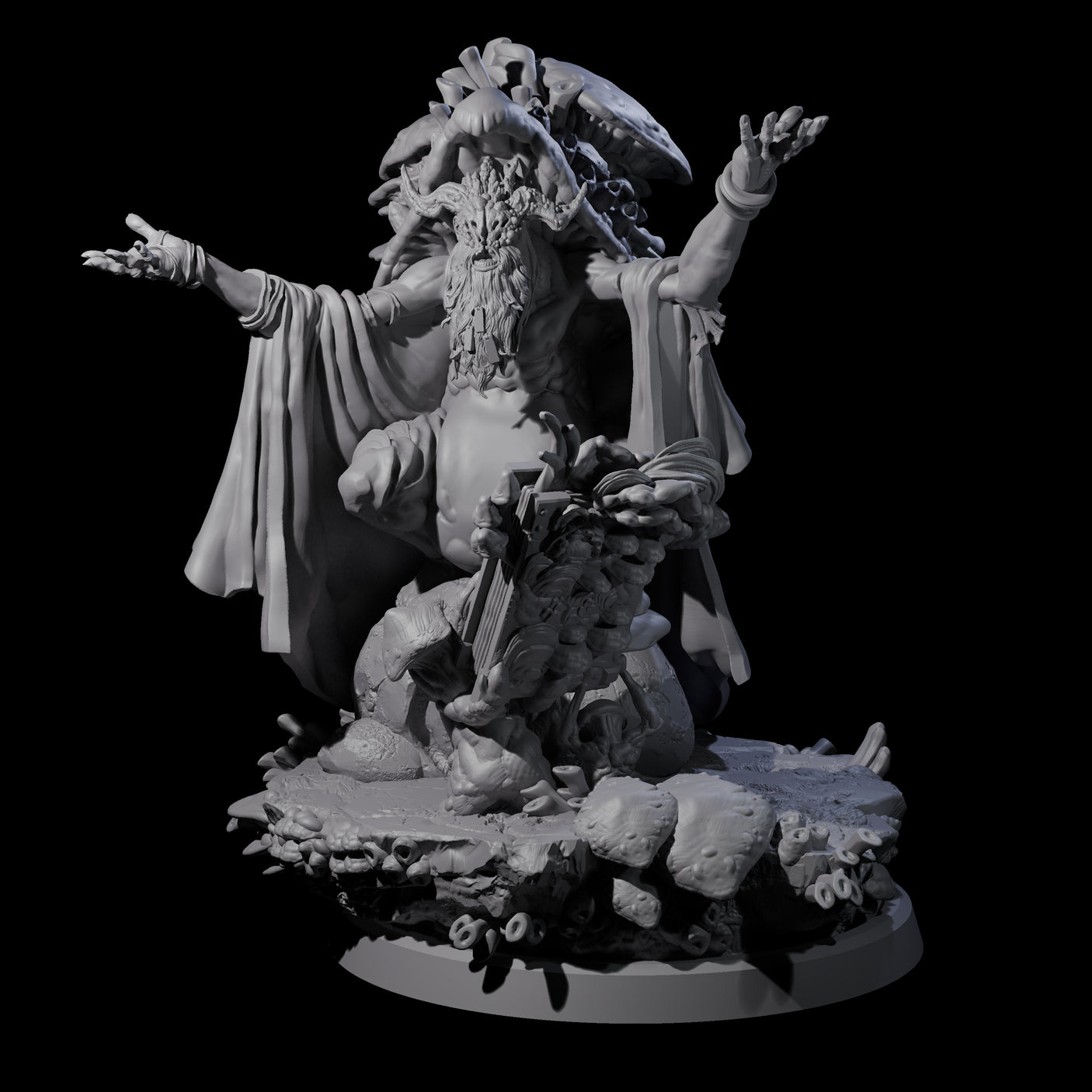 Growing Fungus Cultist B Miniature for Dungeons and Dragons, Pathfinder or other TTRPGs