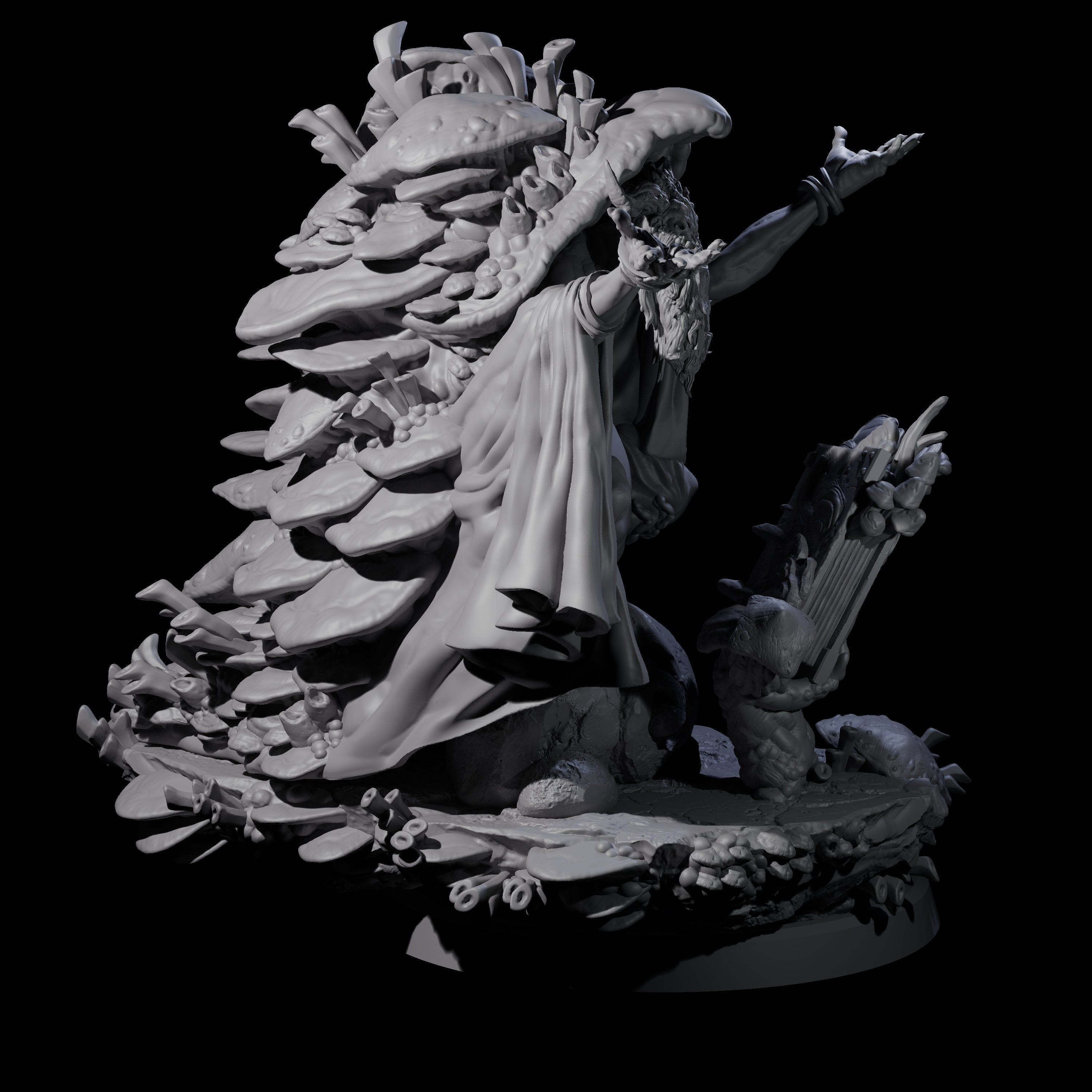 Growing Fungus Cultist B Miniature for Dungeons and Dragons, Pathfinder or other TTRPGs