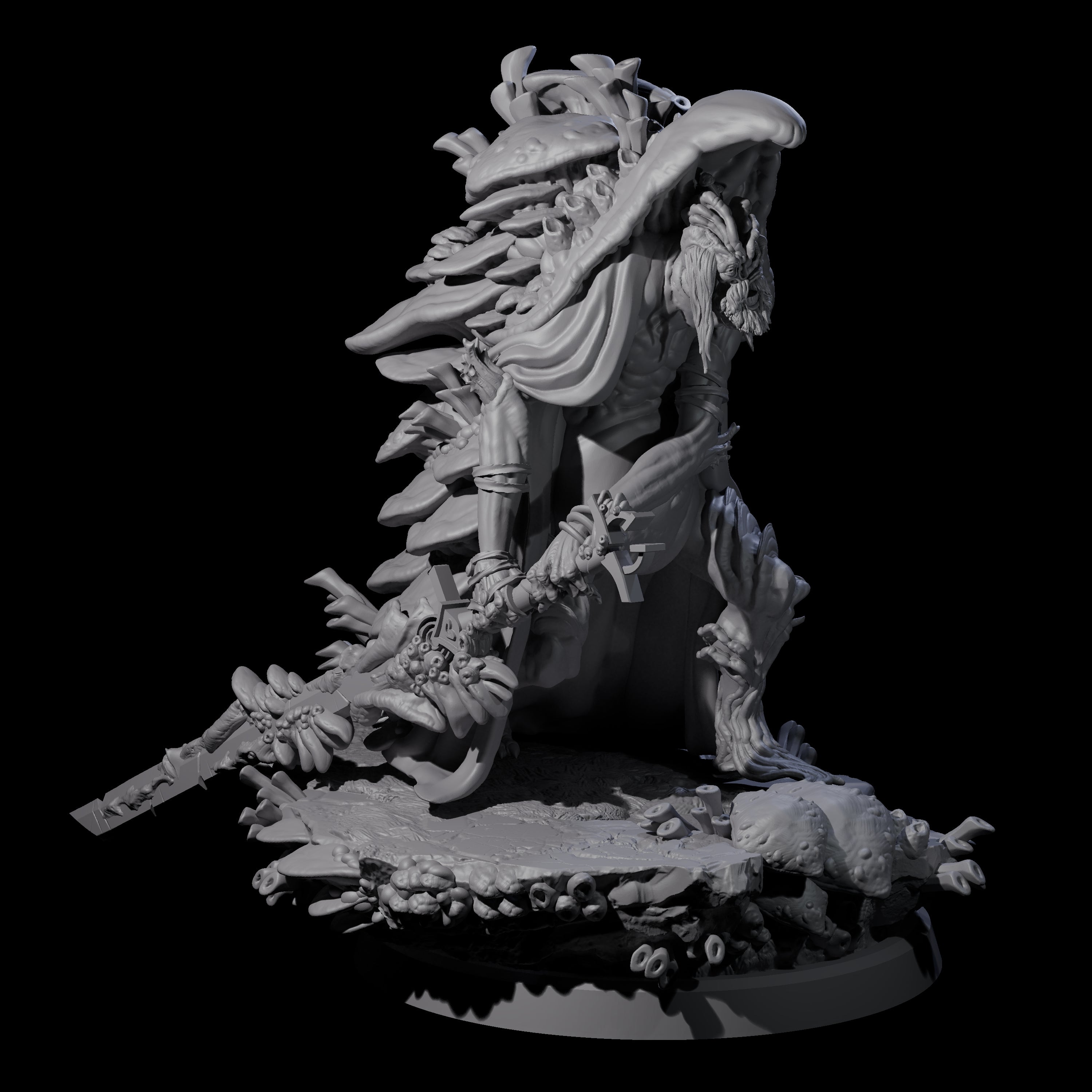 Growing Fungus Cultist D Miniature for Dungeons and Dragons, Pathfinder or other TTRPGs