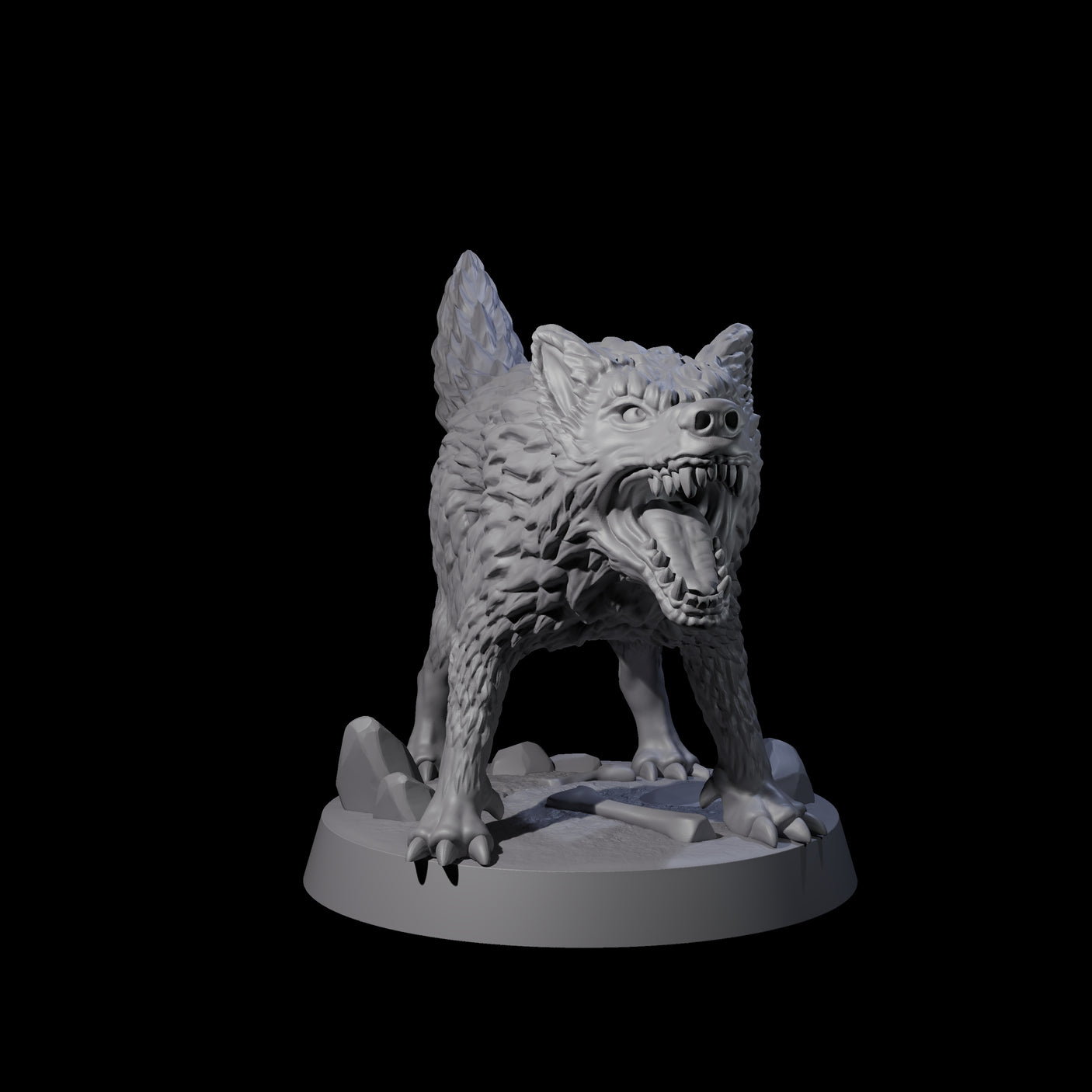 Growling Wolf B Miniature for Dungeons and Dragons, Pathfinder or other TTRPGs