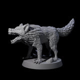 Growling Wolf B Miniature for Dungeons and Dragons, Pathfinder or other TTRPGs