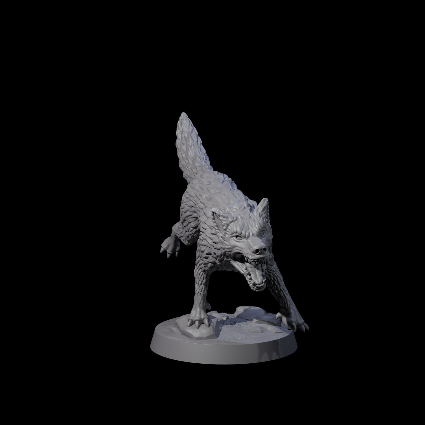 Growling Wolf C Miniature for Dungeons and Dragons, Pathfinder or other TTRPGs