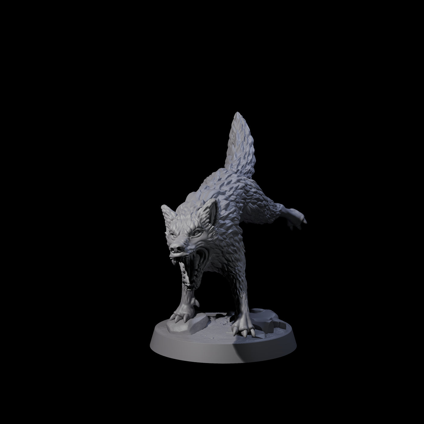 Growling Wolf C Miniature for Dungeons and Dragons, Pathfinder or other TTRPGs