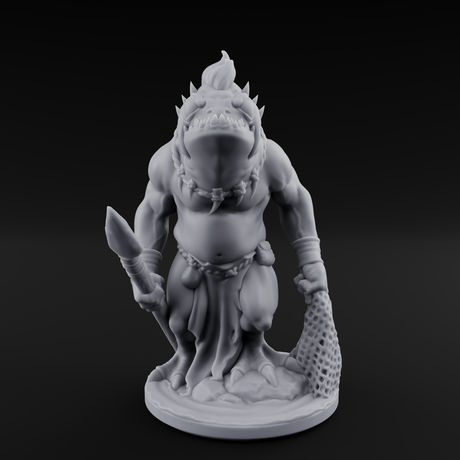 Grumpy Kua-Toa Fisher A Miniature for Dungeons and Dragons, Pathfinder or other TTRPGs