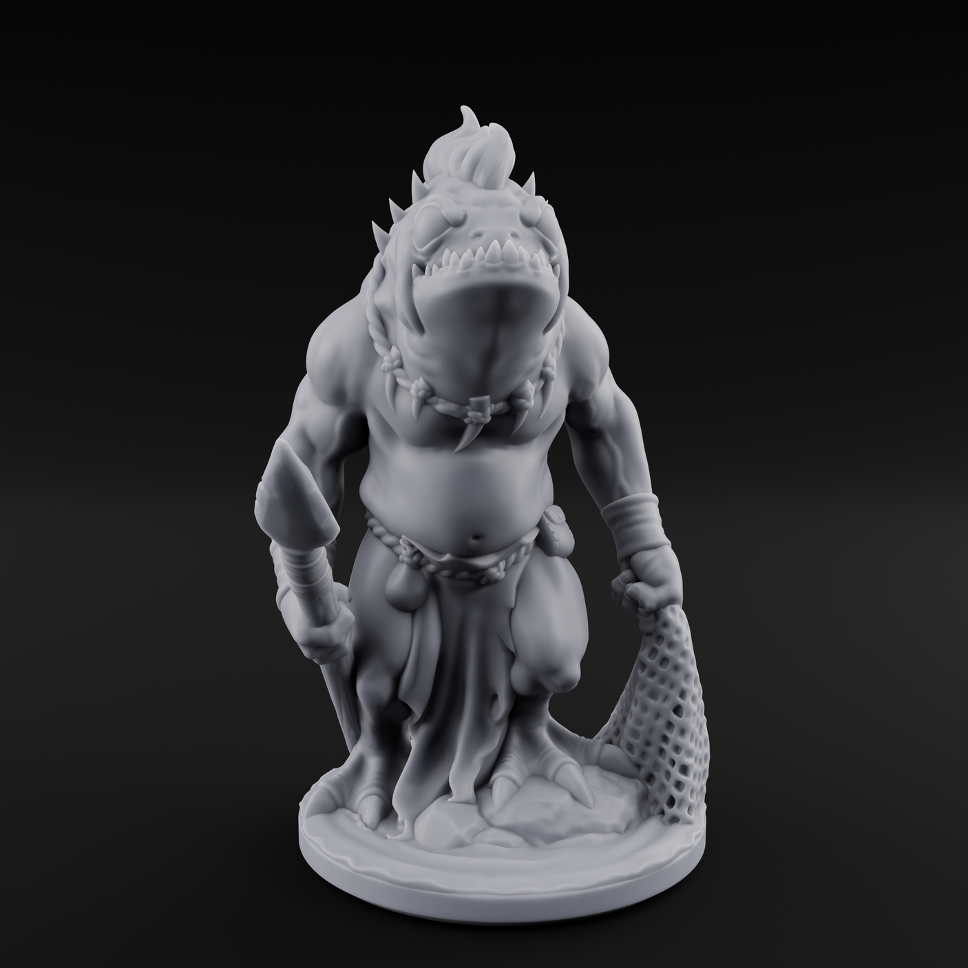 Grumpy Kua-Toa Fisher A Miniature for Dungeons and Dragons, Pathfinder or other TTRPGs
