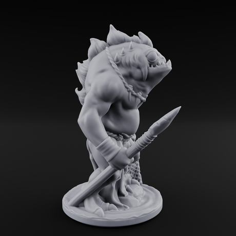 Grumpy Kua-Toa Fisher A Miniature for Dungeons and Dragons, Pathfinder or other TTRPGs