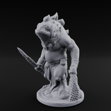 Grumpy Kua-Toa Fisher A Miniature for Dungeons and Dragons, Pathfinder or other TTRPGs