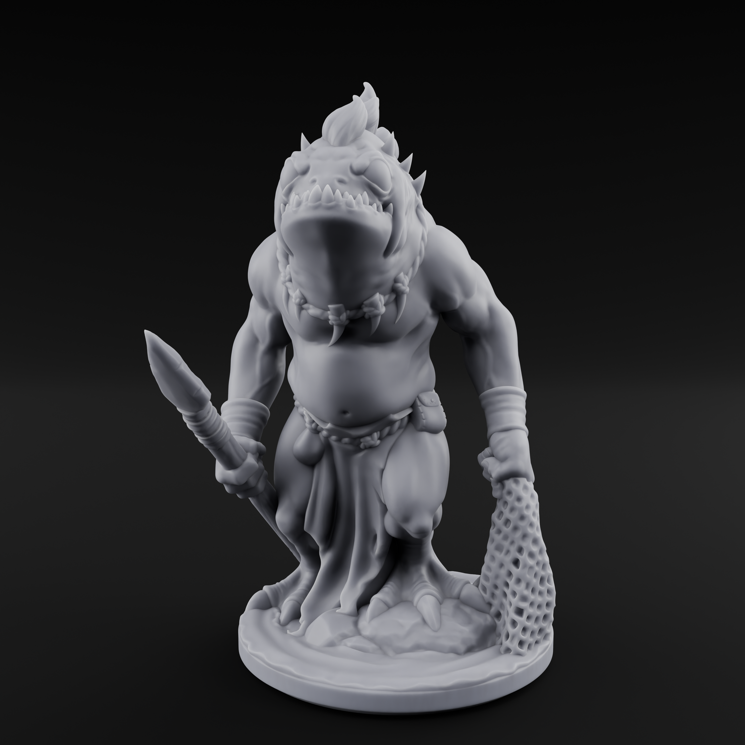 Grumpy Kua-Toa Fisher A Miniature for Dungeons and Dragons, Pathfinder or other TTRPGs