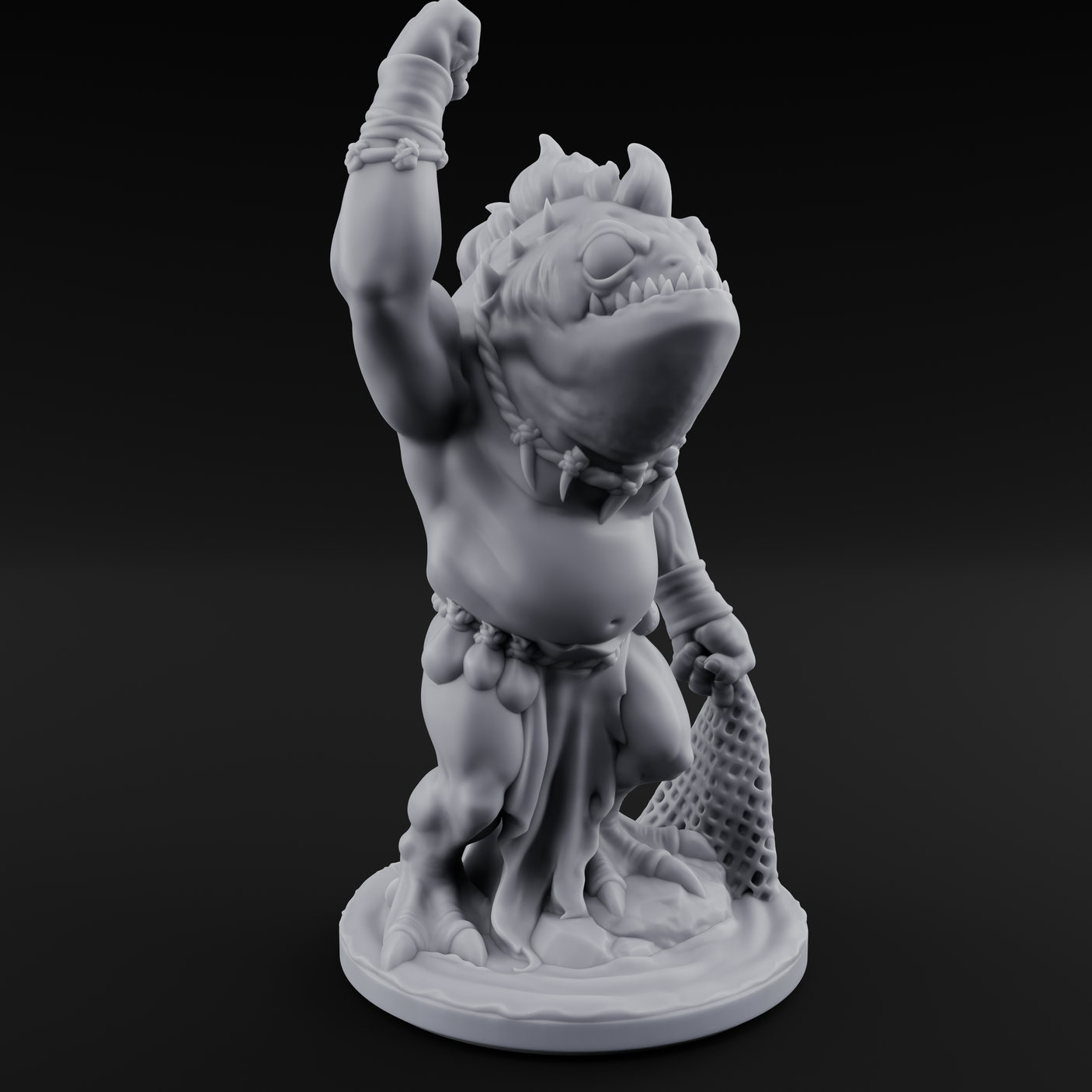 Grumpy Kua-Toa Fisher B Miniature for Dungeons and Dragons, Pathfinder or other TTRPGs