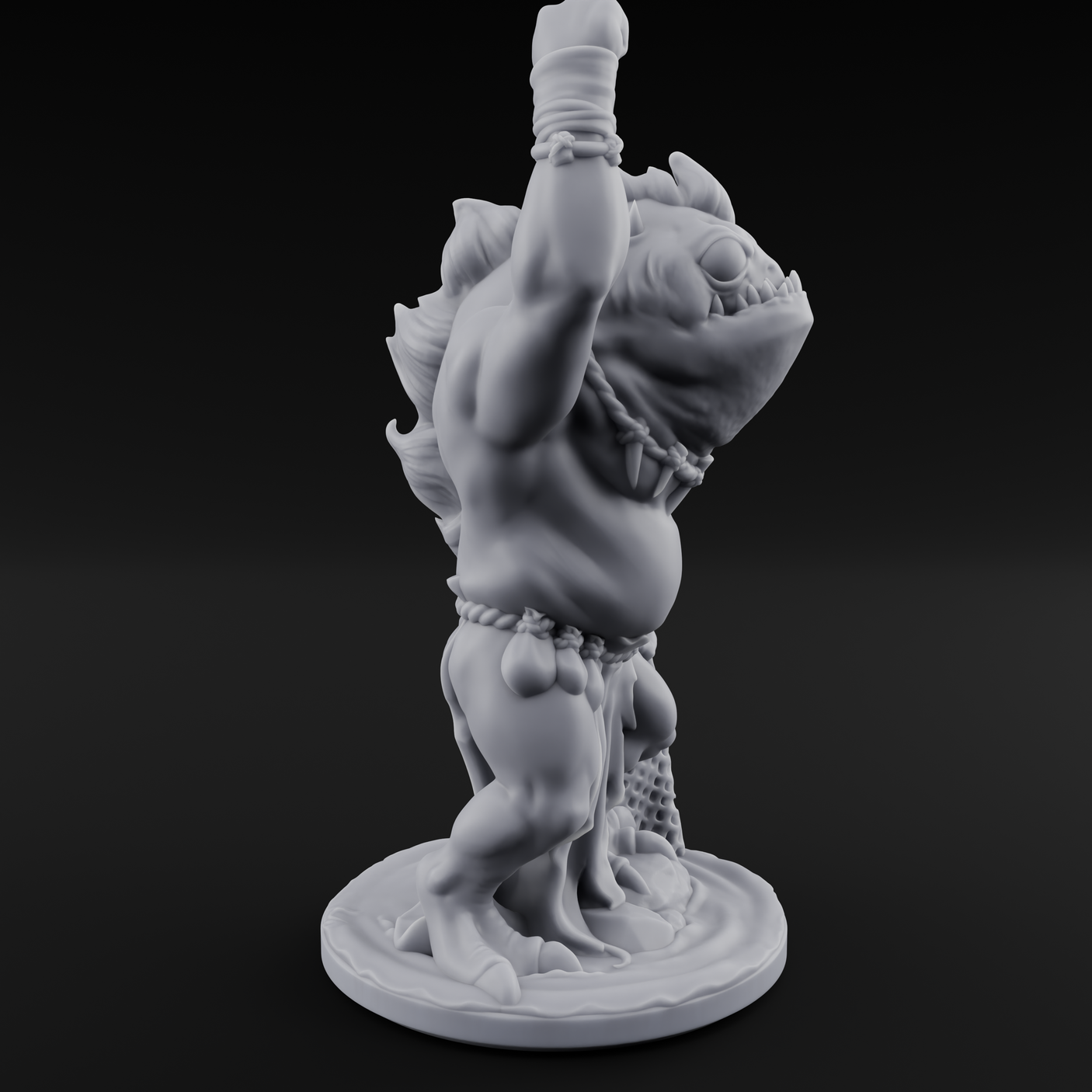 Grumpy Kua-Toa Fisher B Miniature for Dungeons and Dragons, Pathfinder or other TTRPGs