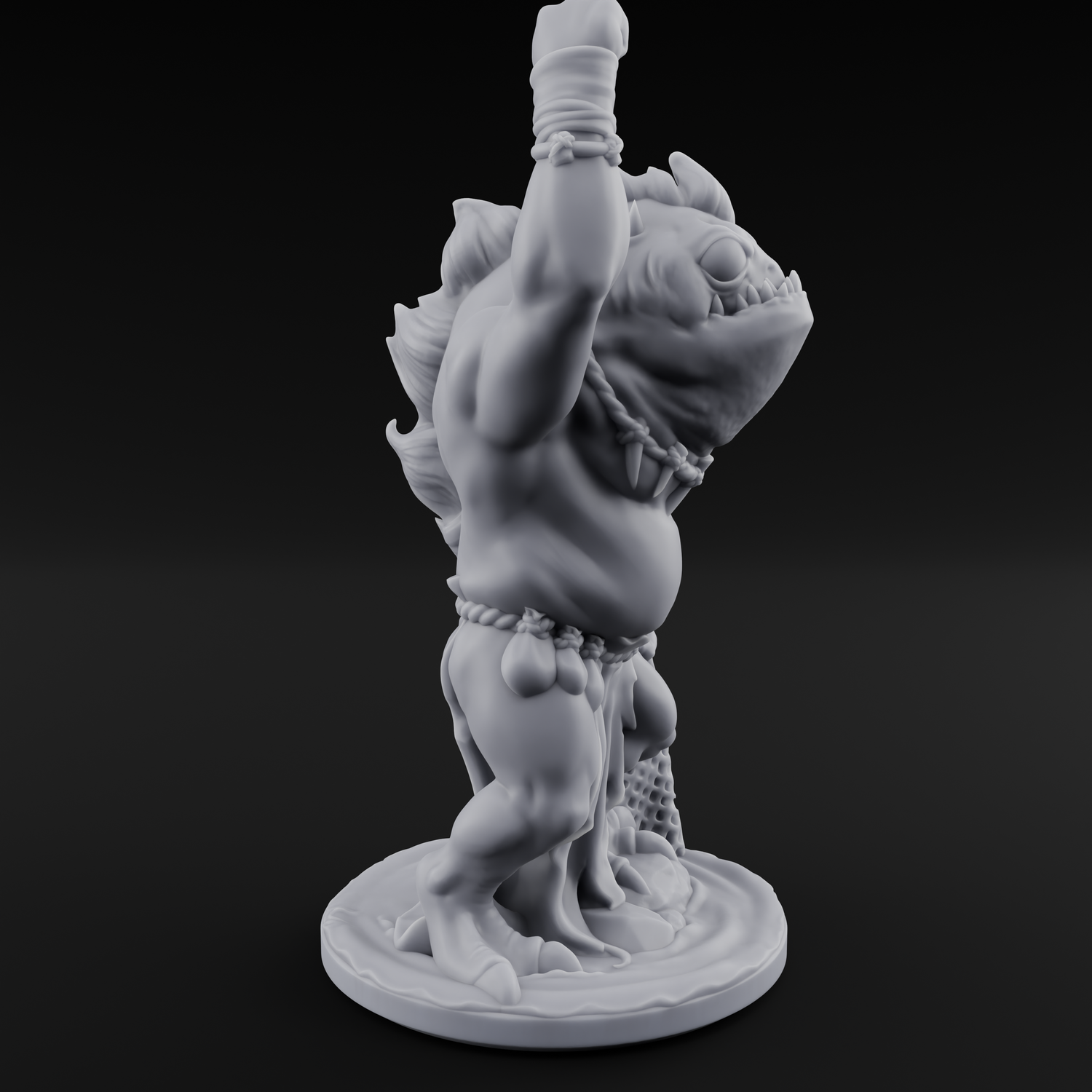 Grumpy Kua-Toa Fisher B Miniature for Dungeons and Dragons, Pathfinder or other TTRPGs