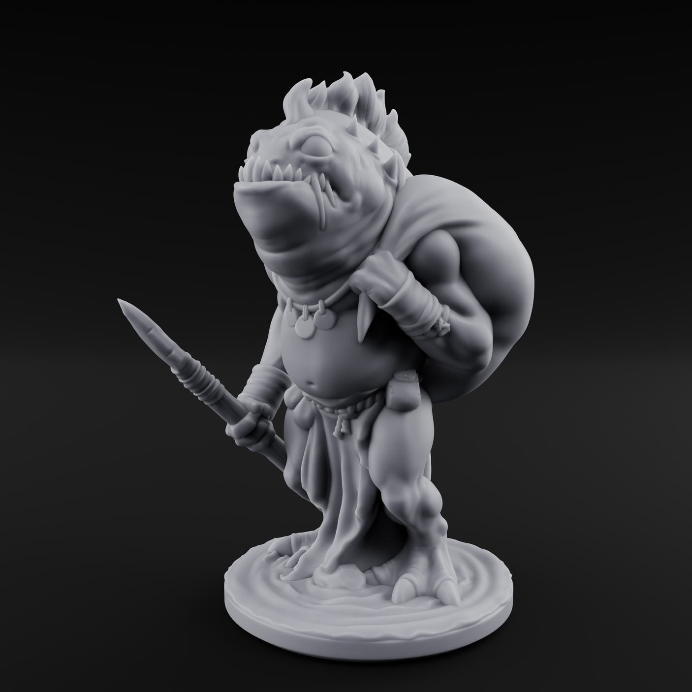 Grumpy Kua-Toa Fisher C Miniature for Dungeons and Dragons, Pathfinder or other TTRPGs
