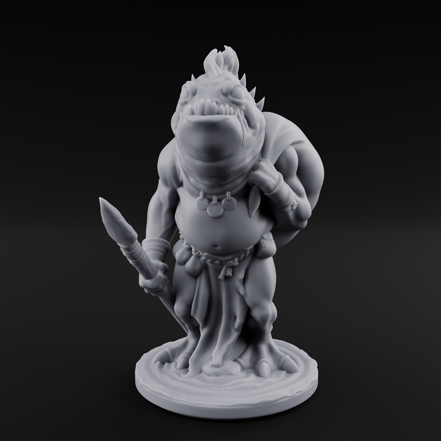 Grumpy Kua-Toa Fisher C Miniature for Dungeons and Dragons, Pathfinder or other TTRPGs