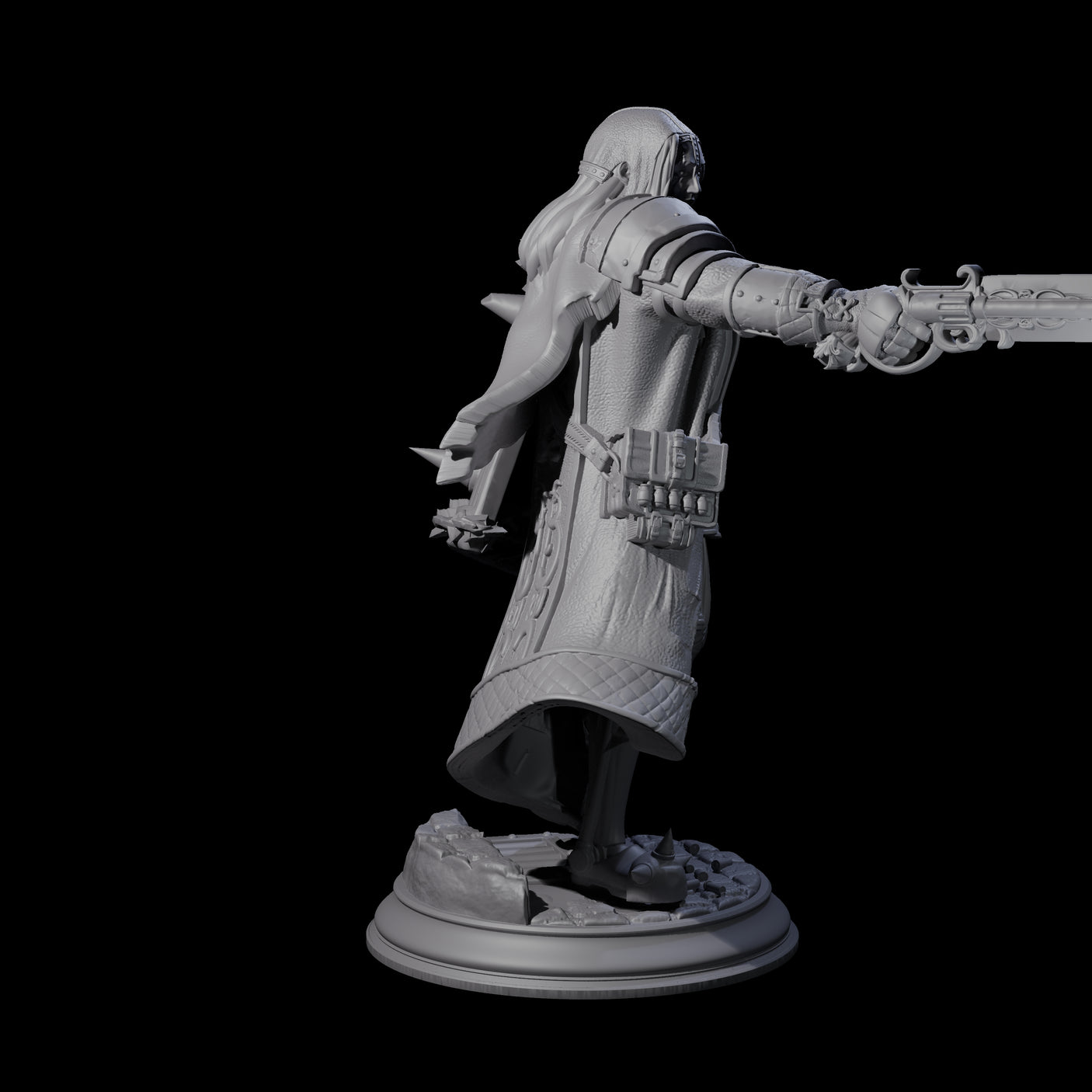 Gun Blade Fighter Miniature for Dungeons and Dragons, Pathfinder or other TTRPGs