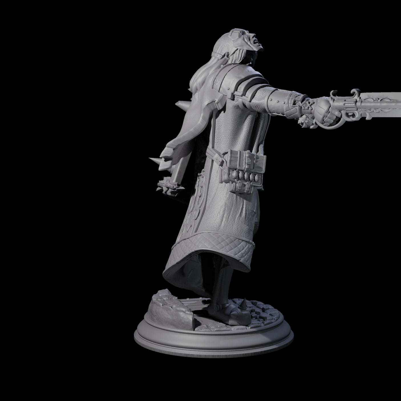 Gun Blade Fighter Miniature for Dungeons and Dragons, Pathfinder or other TTRPGs