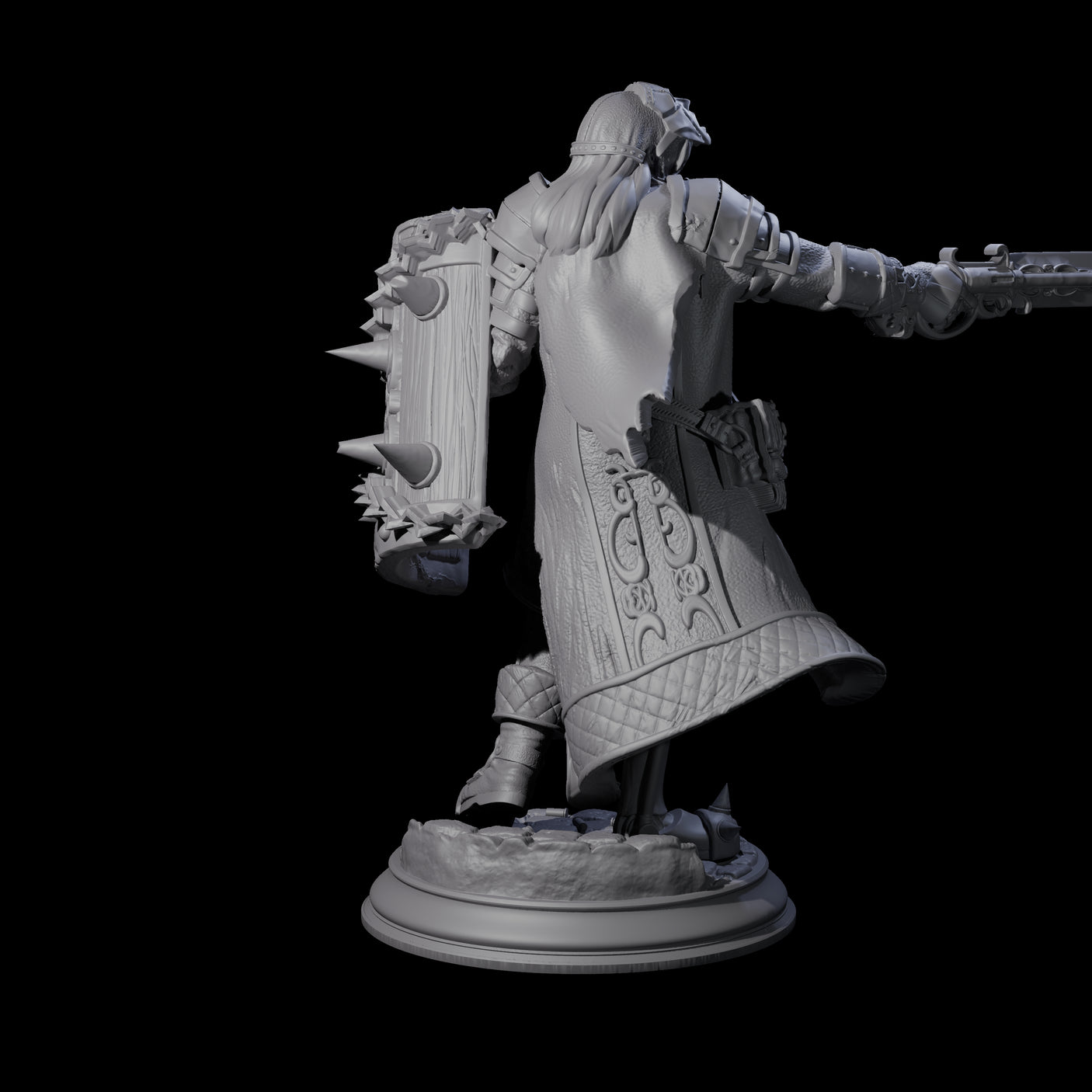 Gun Blade Fighter Miniature for Dungeons and Dragons, Pathfinder or other TTRPGs