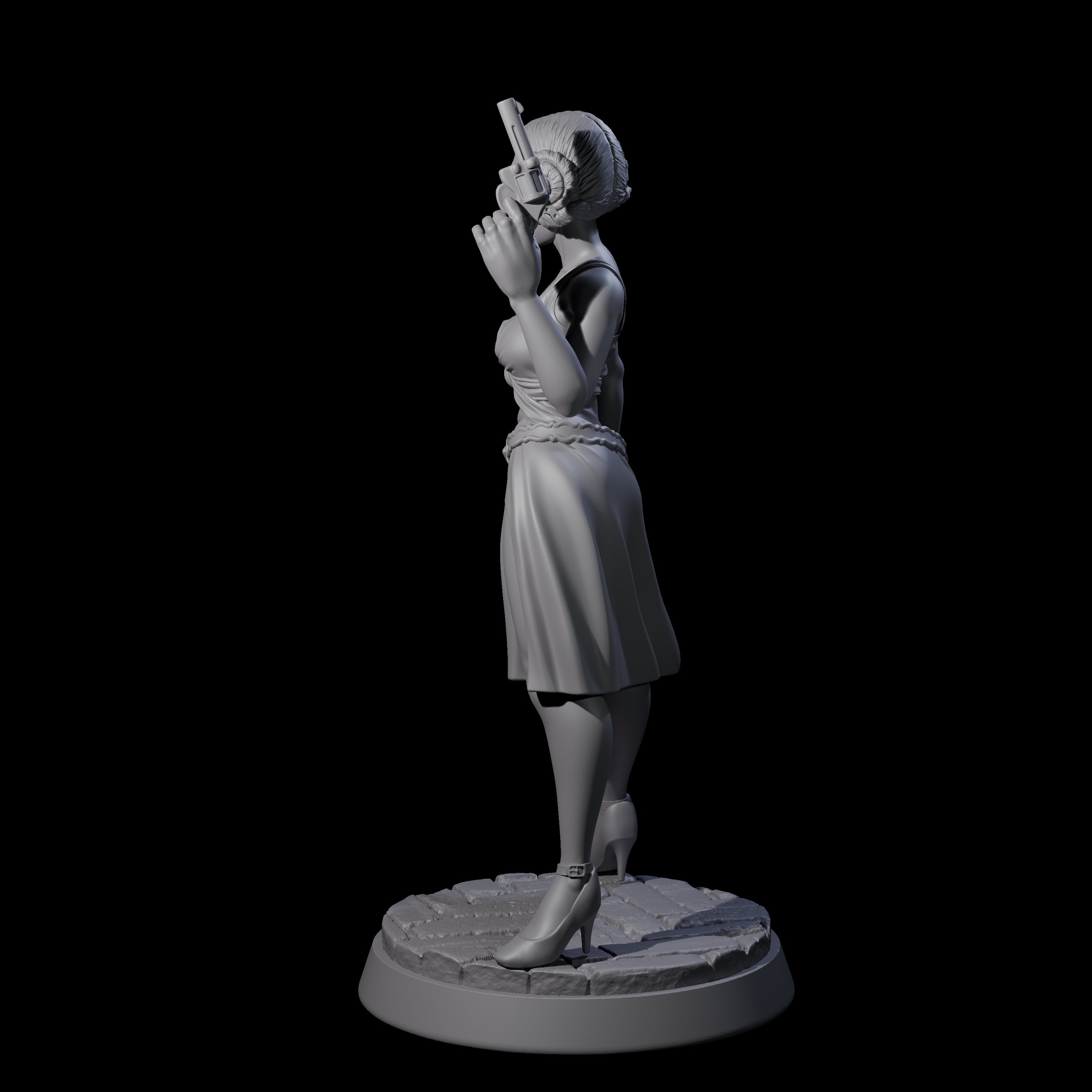 Gun Toting Flapper Miniature for Dungeons and Dragons, Pathfinder or other TTRPGs