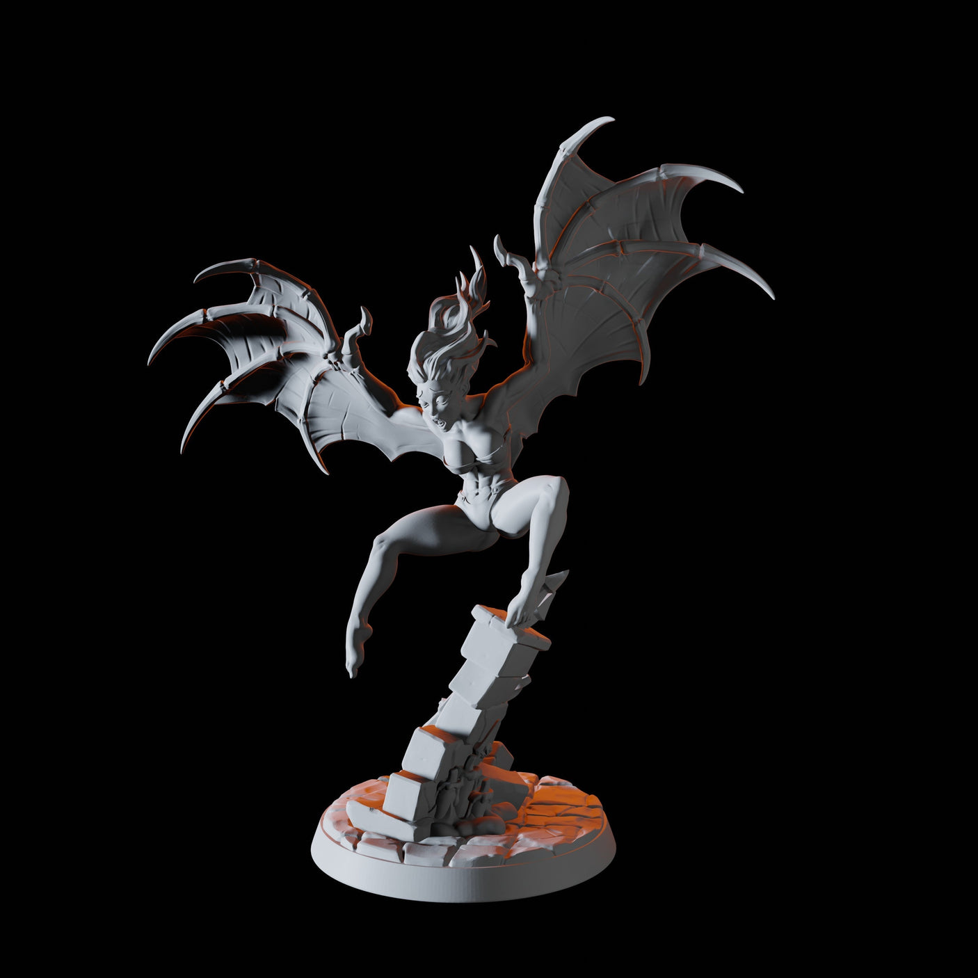 Half Bat Vampire Pin-up Miniature for Dungeons and Dragons, Pathfinder or other TTRPGs
