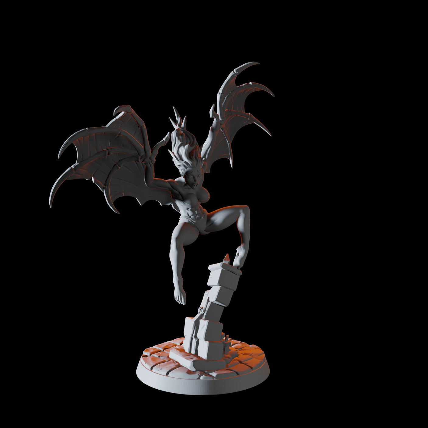 Half Bat Vampire Pin-up Miniature for Dungeons and Dragons, Pathfinder or other TTRPGs