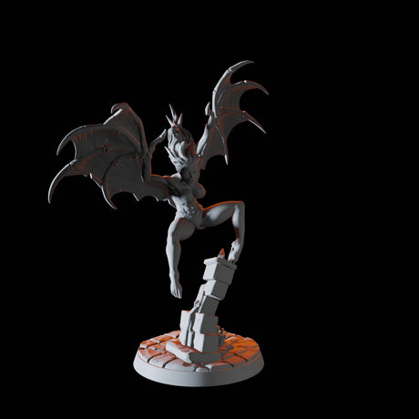Half Bat Vampire Pin-up Miniature for Dungeons and Dragons, Pathfinder or other TTRPGs