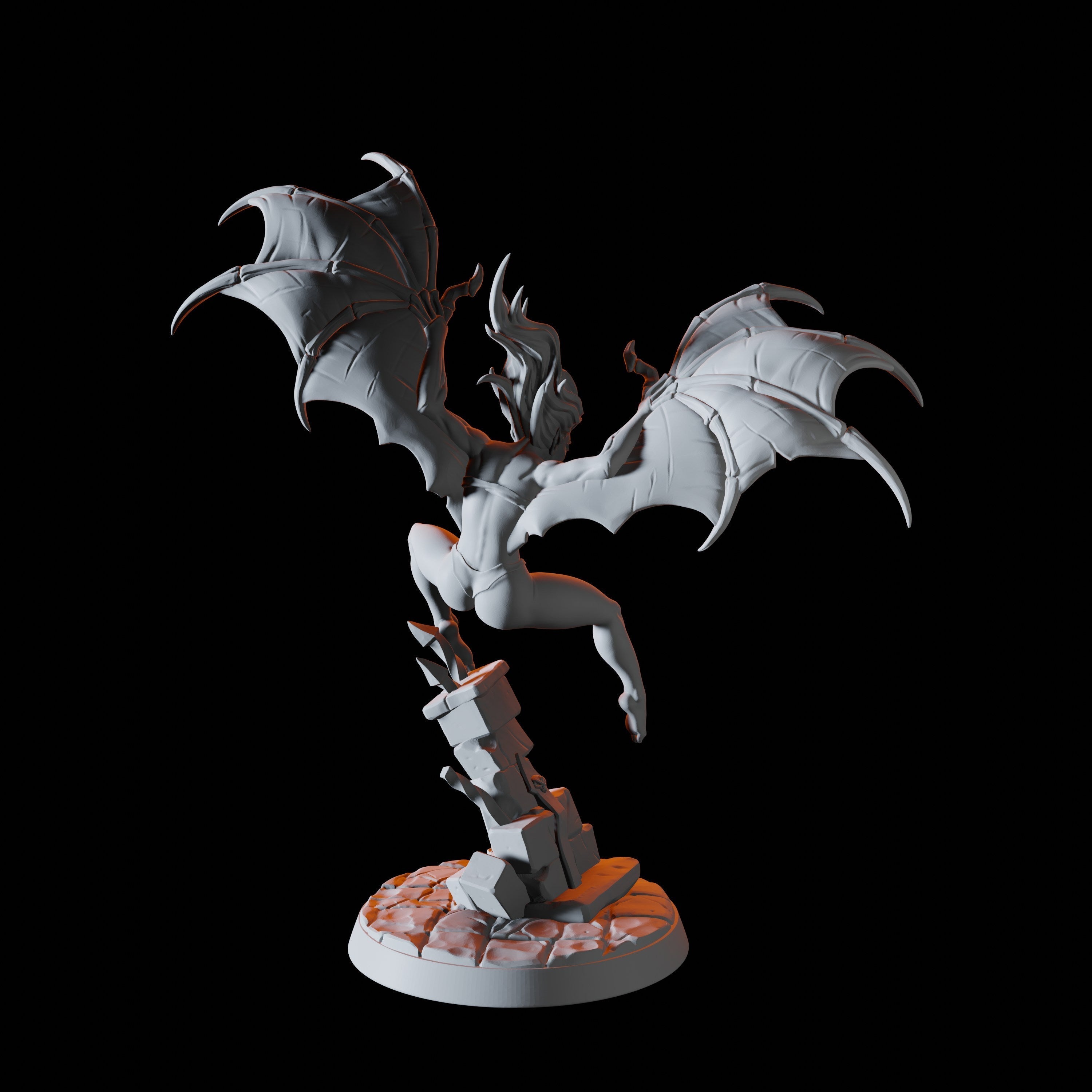 Half Bat Vampire Pinup Miniature for Dungeons and Dragons - Myth Forged