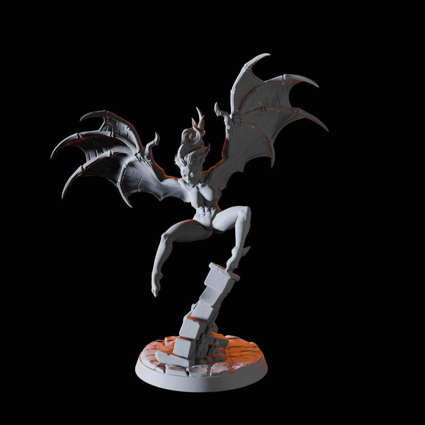 Half Bat Vampire Pin-up Miniature for Dungeons and Dragons, Pathfinder or other TTRPGs