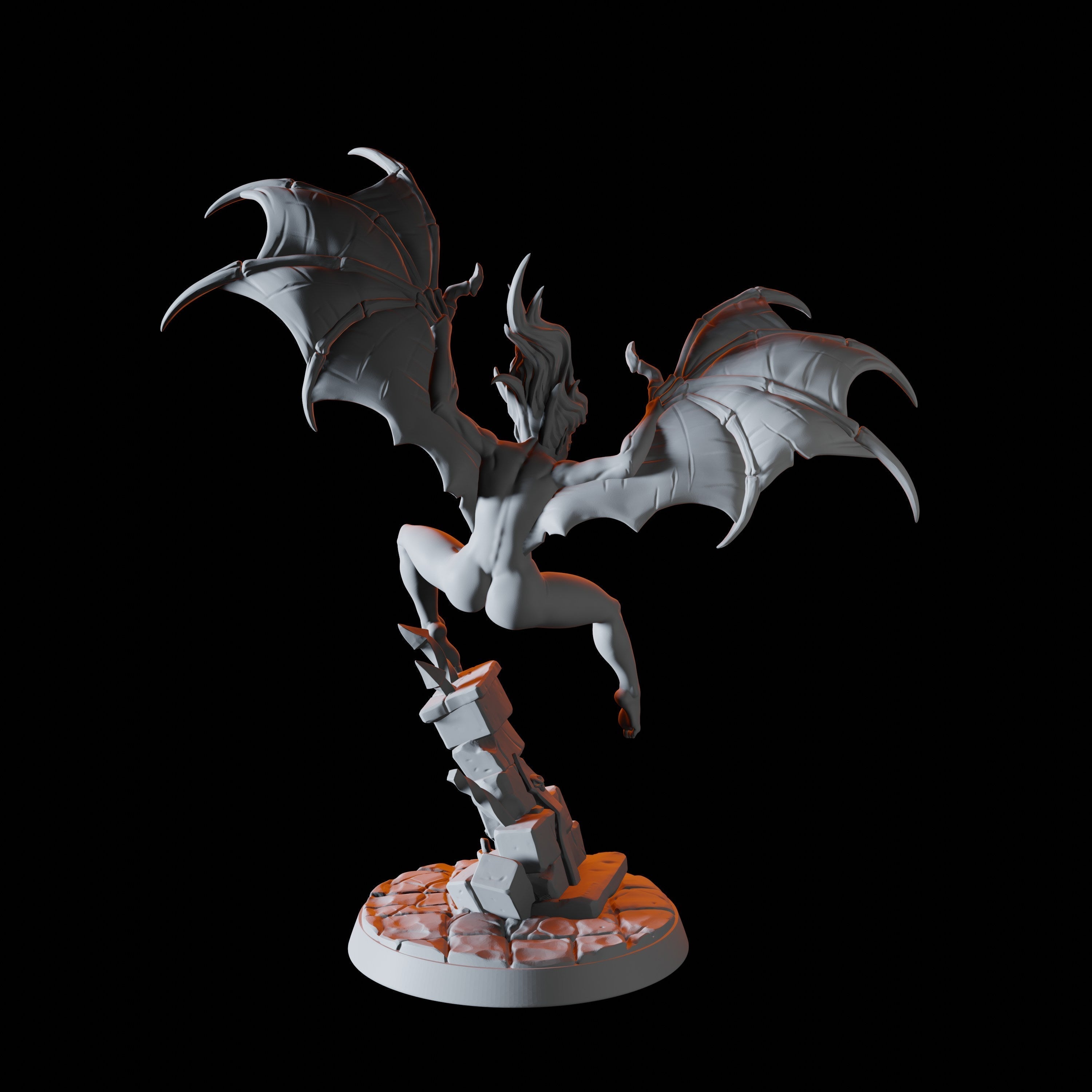 Half Bat Vampire Pinup Miniature for Dungeons and Dragons - Myth Forged