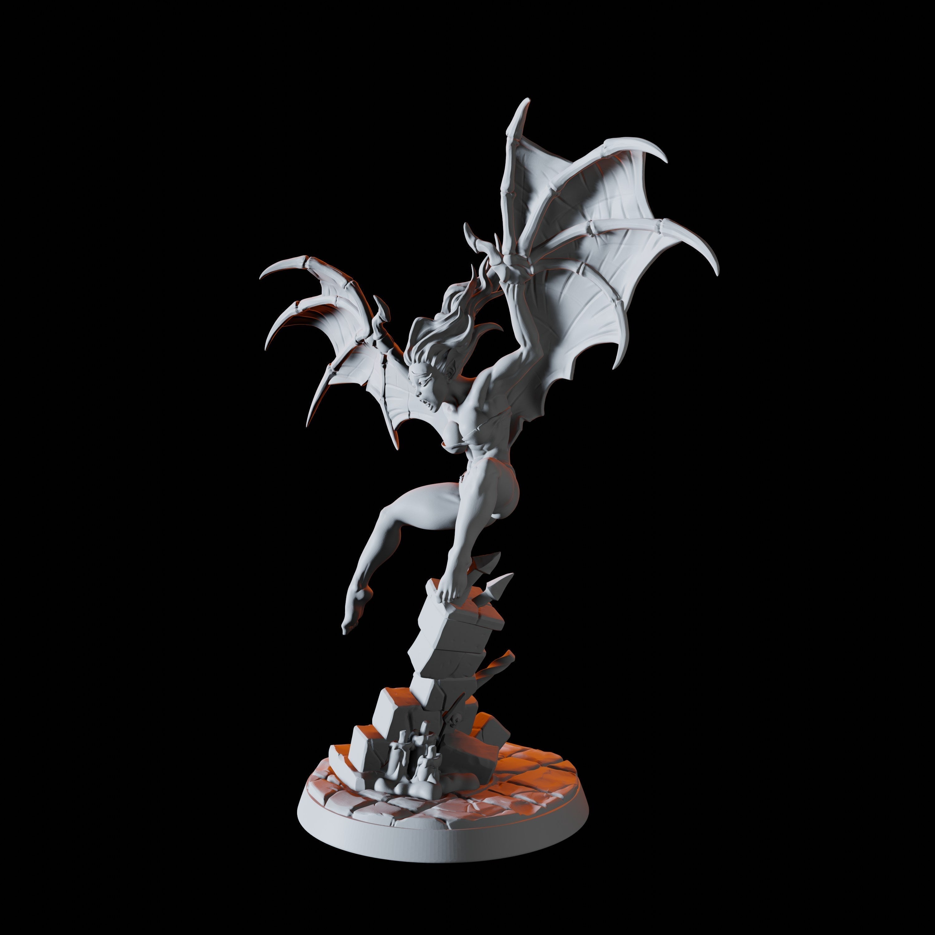 Half Bat Vampire Pinup Miniature for Dungeons and Dragons - Myth Forged