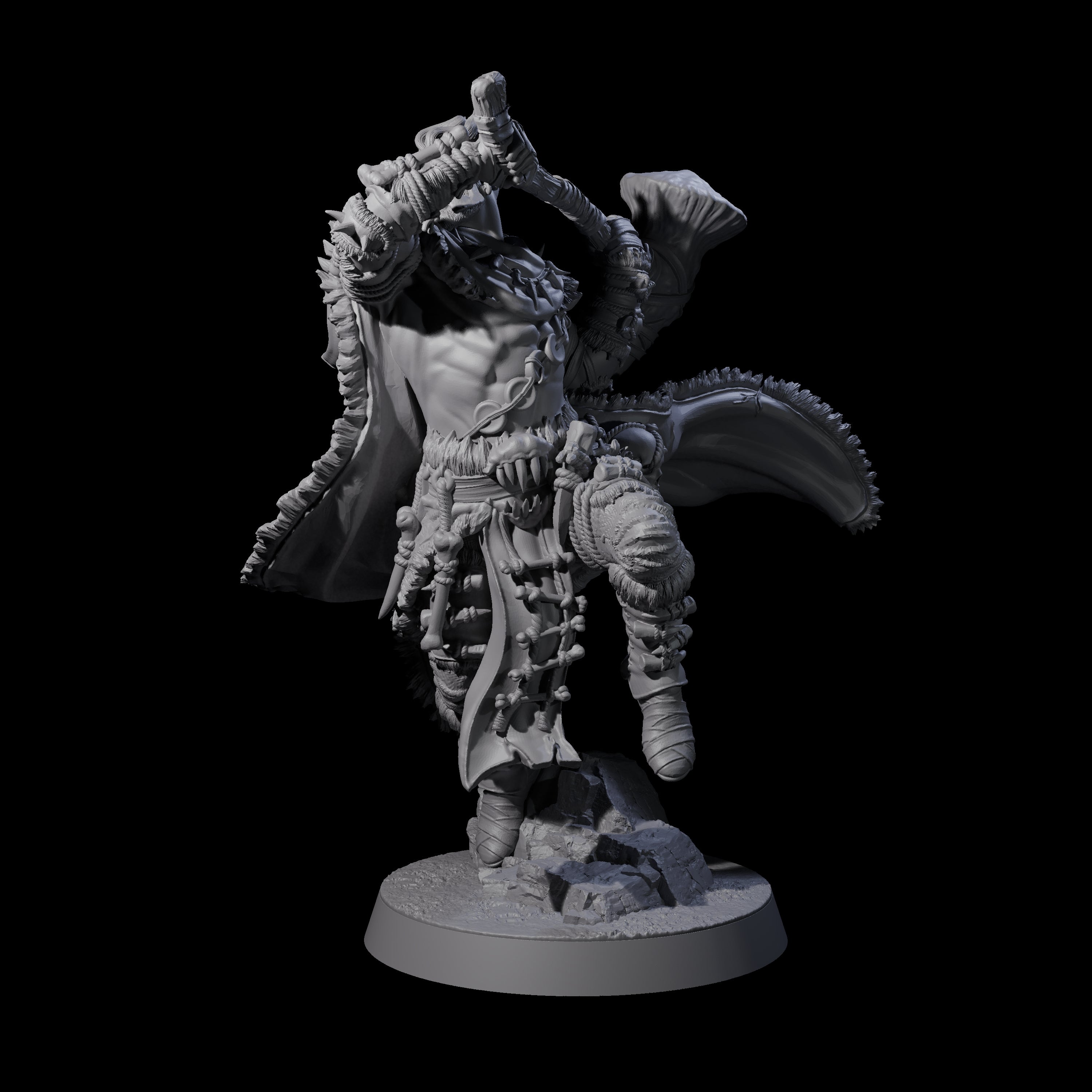 Half Masked Berserker B Miniature for Dungeons and Dragons, Pathfinder or other TTRPGs