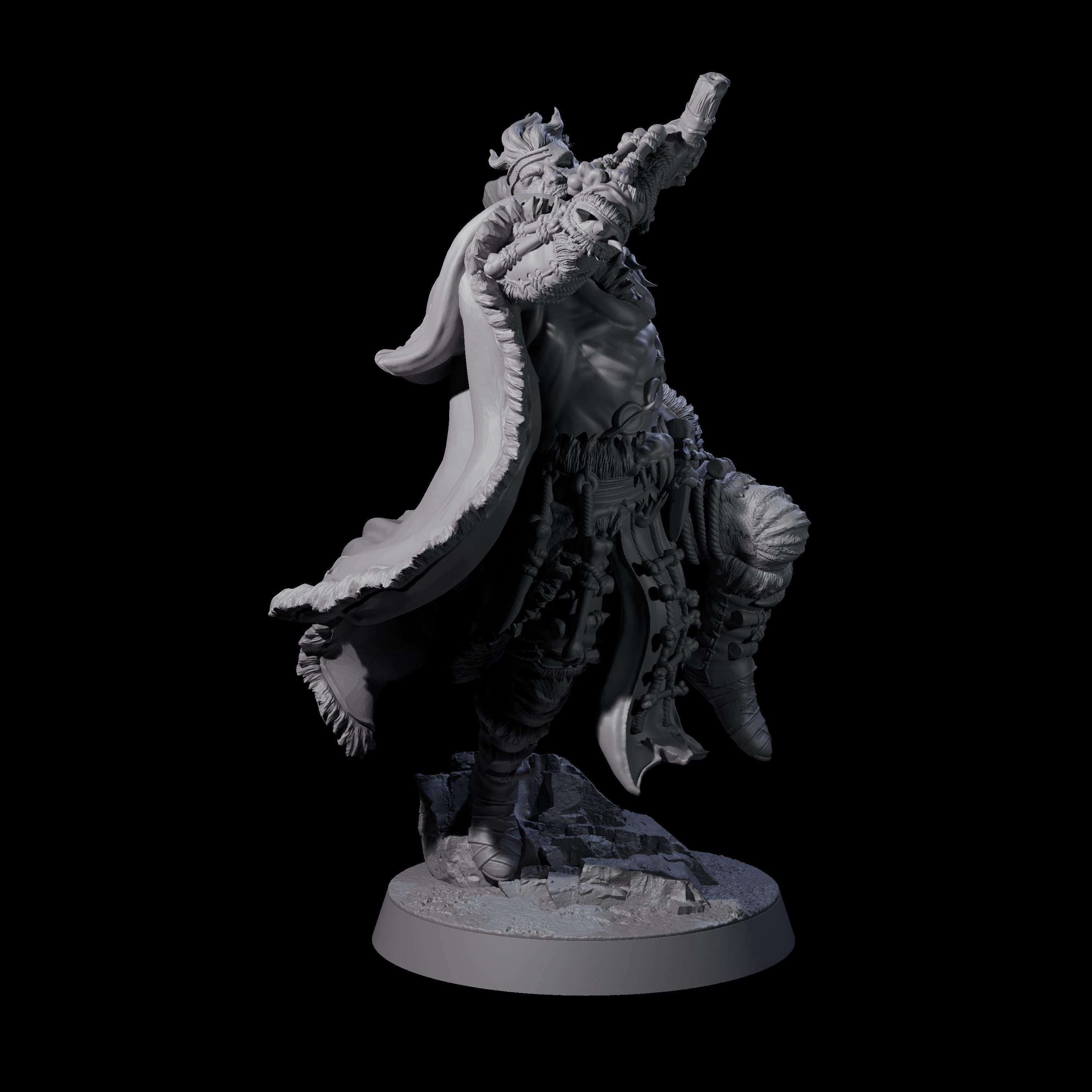 Half Masked Berserker B Miniature for Dungeons and Dragons, Pathfinder or other TTRPGs