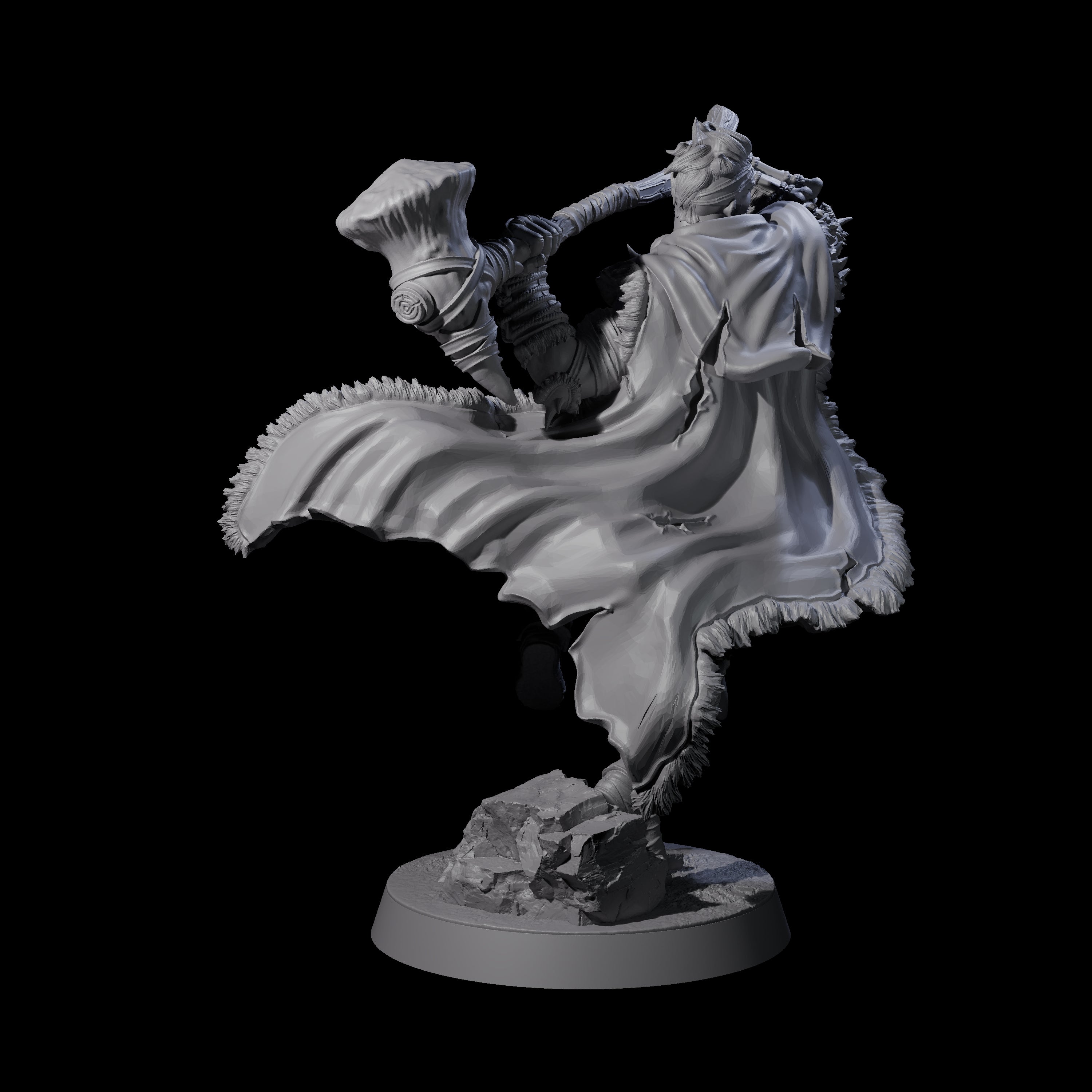 Half Masked Berserker B Miniature for Dungeons and Dragons, Pathfinder or other TTRPGs