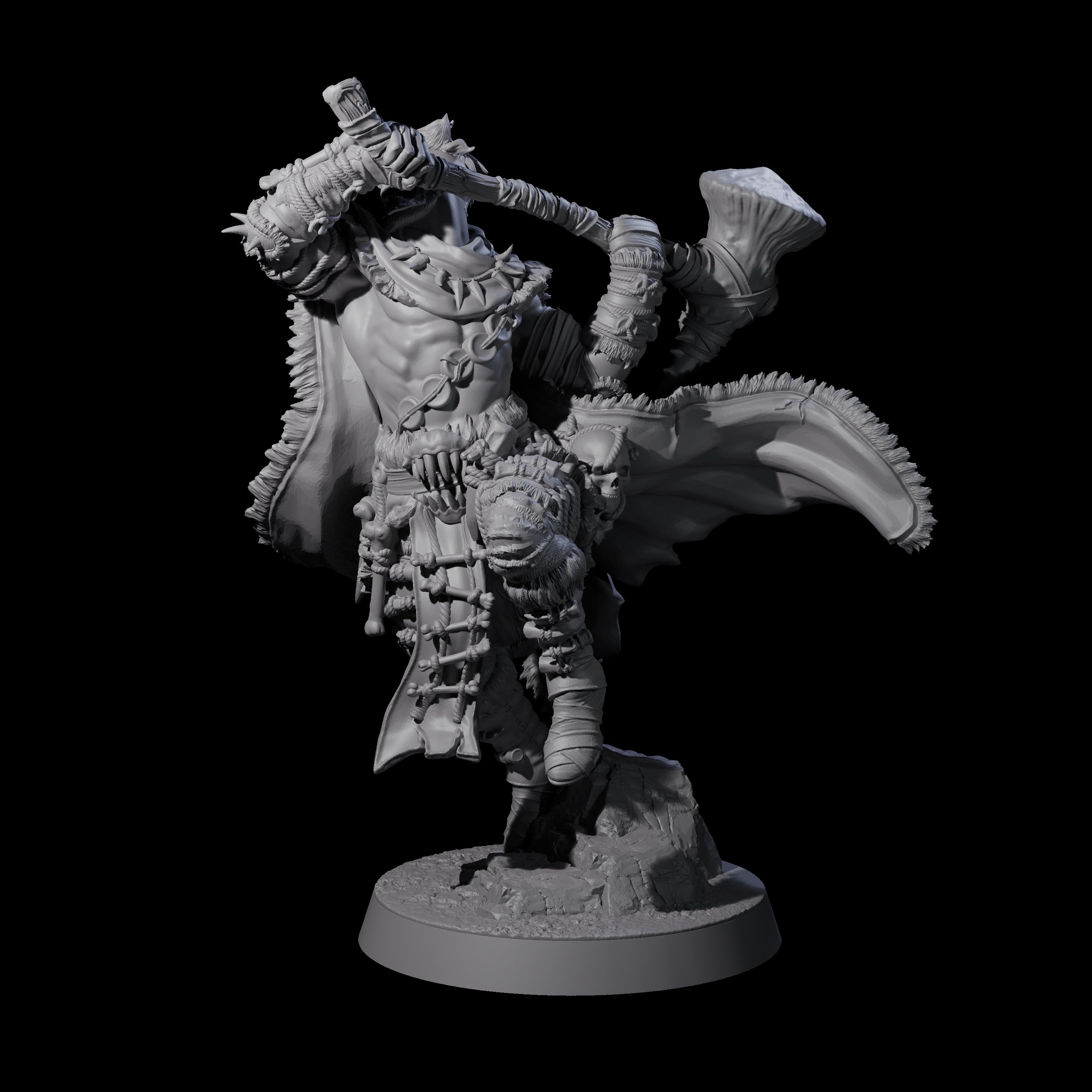 Half Masked Berserker B Miniature for Dungeons and Dragons, Pathfinder or other TTRPGs