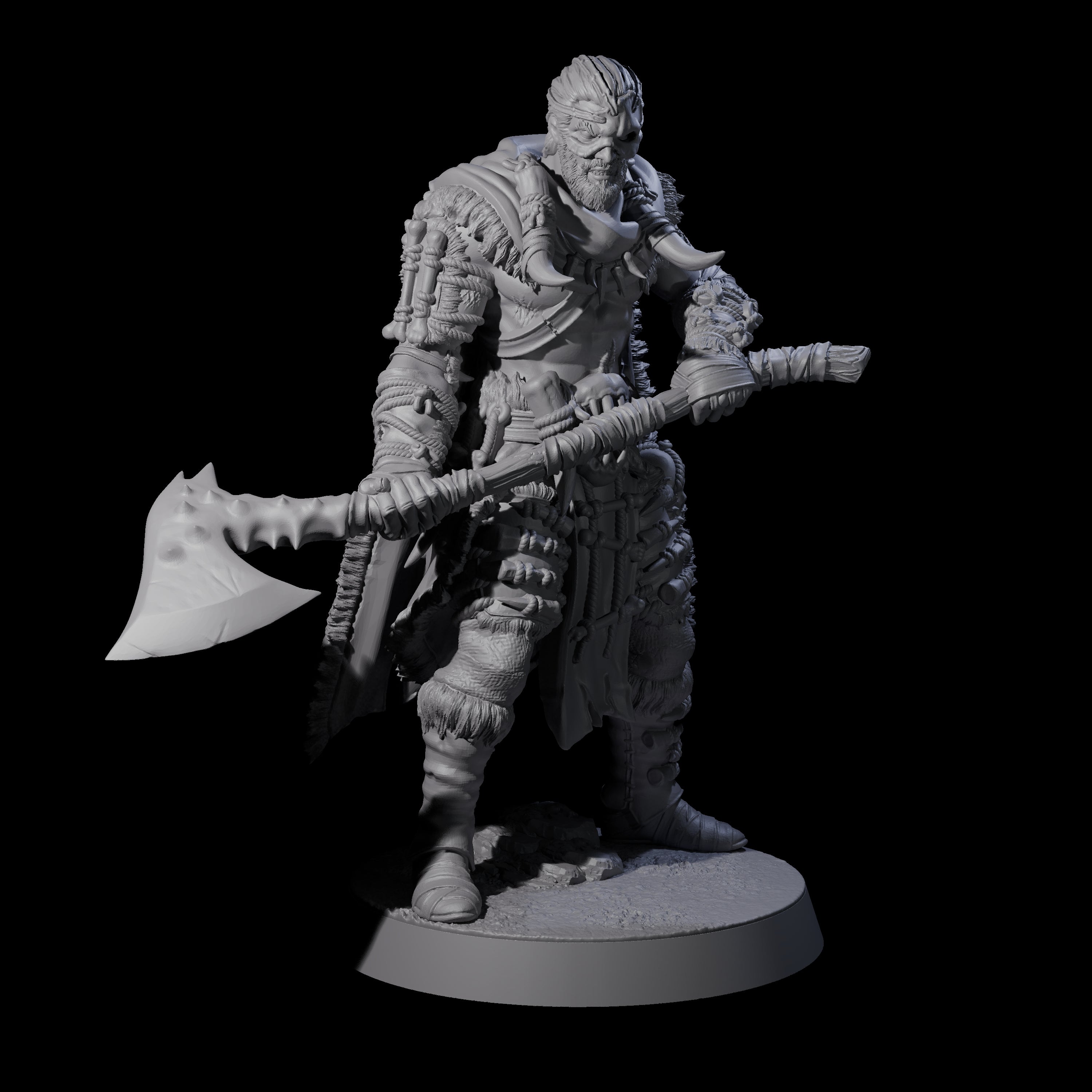 Half Masked Berserker C Miniature for Dungeons and Dragons, Pathfinder or other TTRPGs