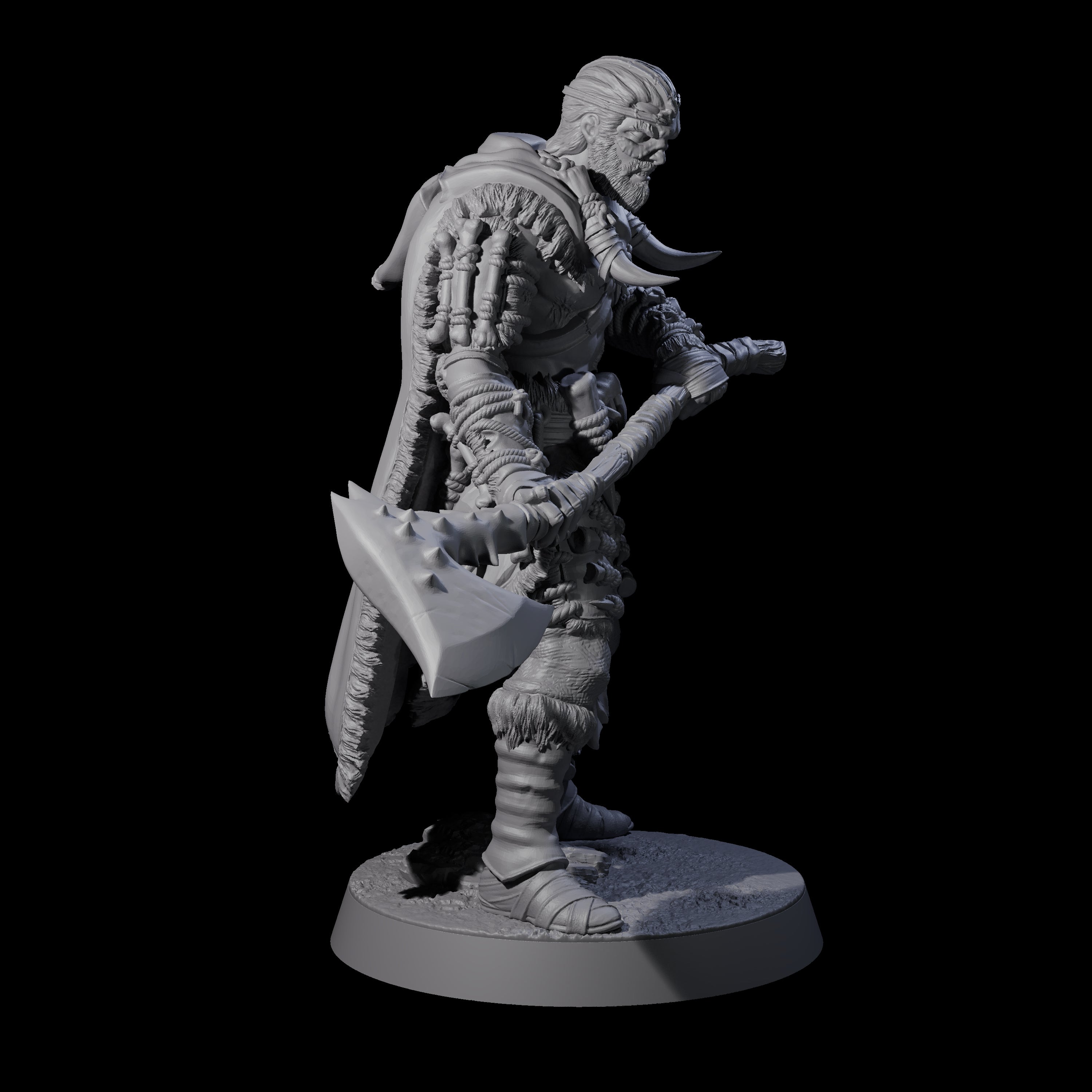 Half Masked Berserker C Miniature for Dungeons and Dragons, Pathfinder or other TTRPGs