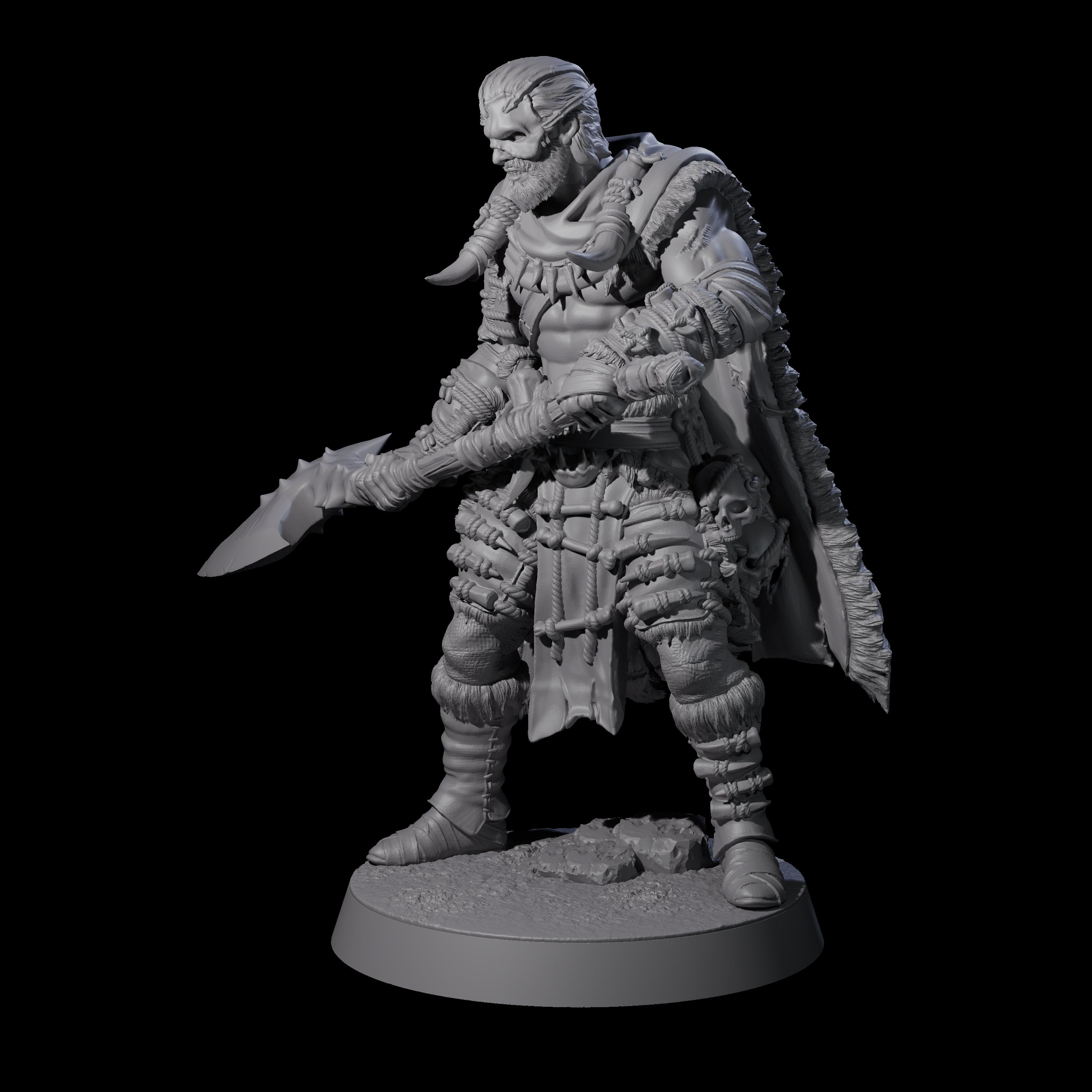 Half Masked Berserker C Miniature for Dungeons and Dragons, Pathfinder or other TTRPGs