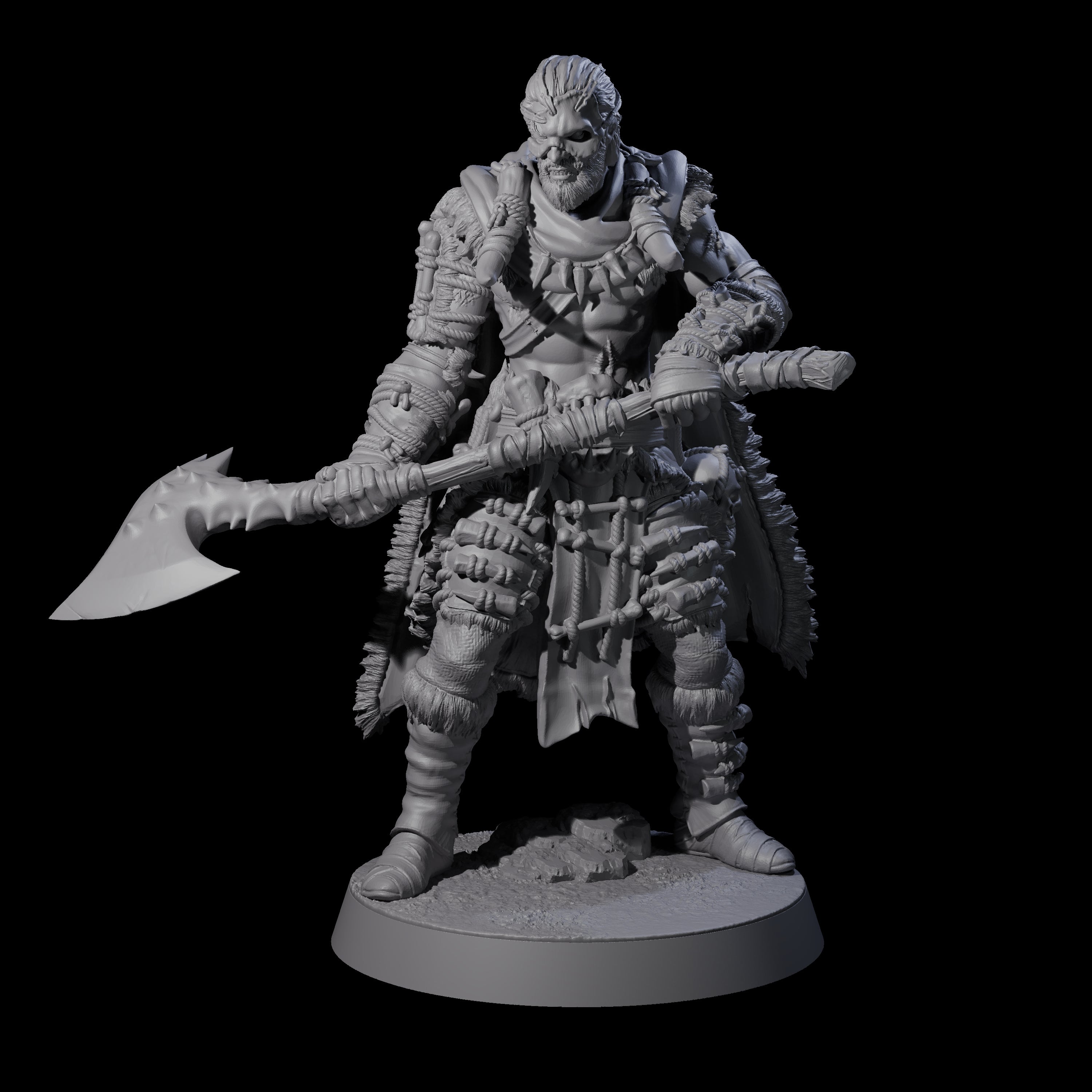 Half Masked Berserker C Miniature for Dungeons and Dragons, Pathfinder or other TTRPGs