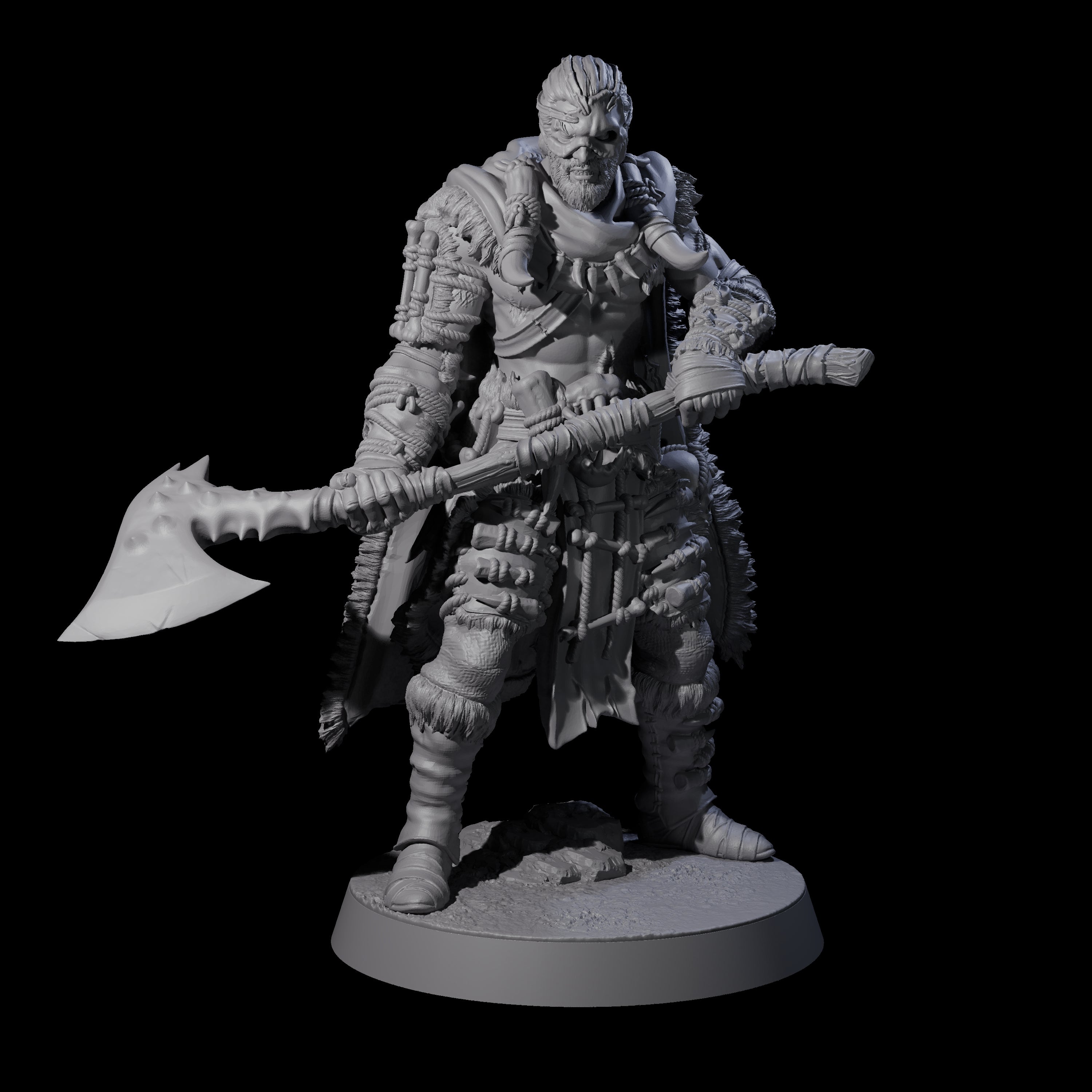 Half Masked Berserker C Miniature for Dungeons and Dragons, Pathfinder or other TTRPGs