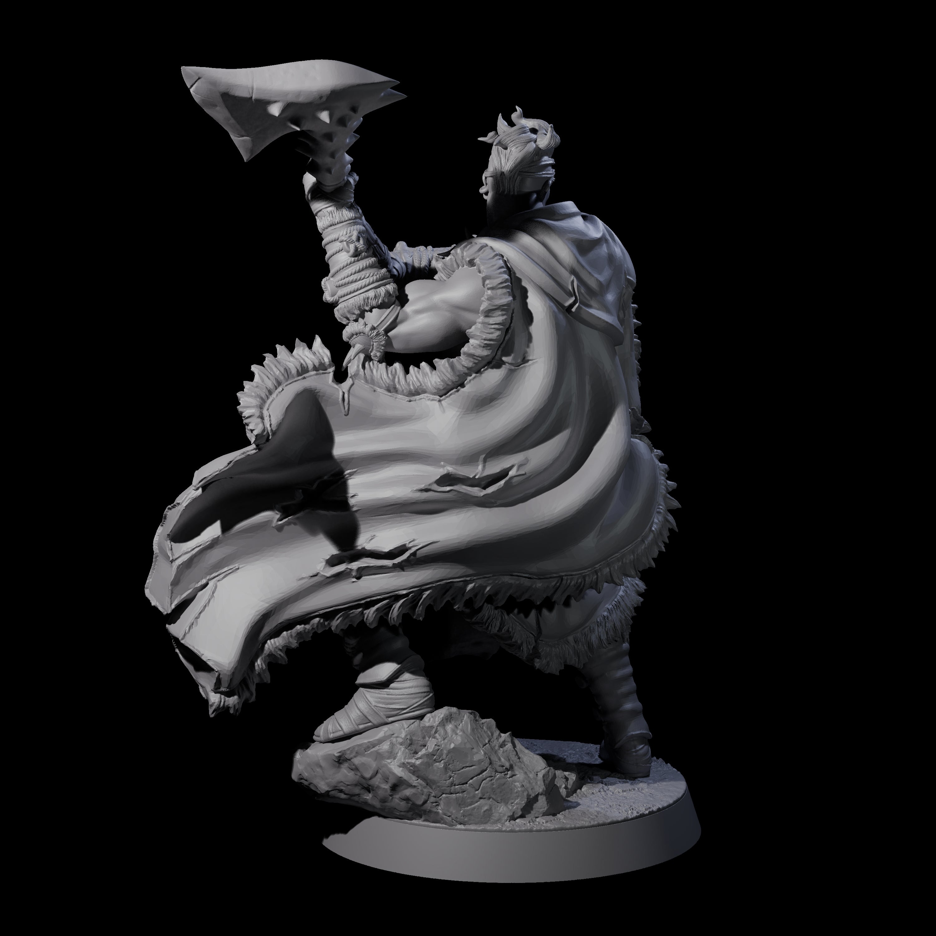 Half Masked Berserker E Miniature for Dungeons and Dragons, Pathfinder or other TTRPGs